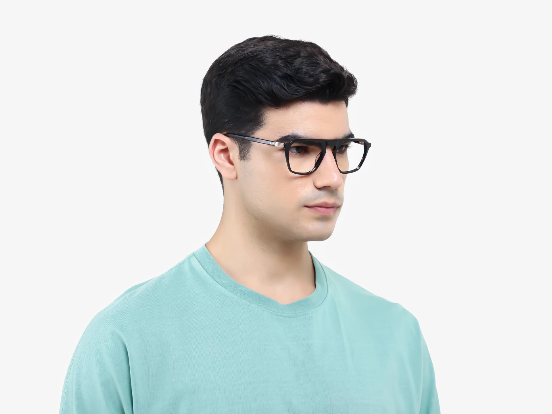 Dark Tortoise Pilot Flat Top Full-Rim Glasses-1