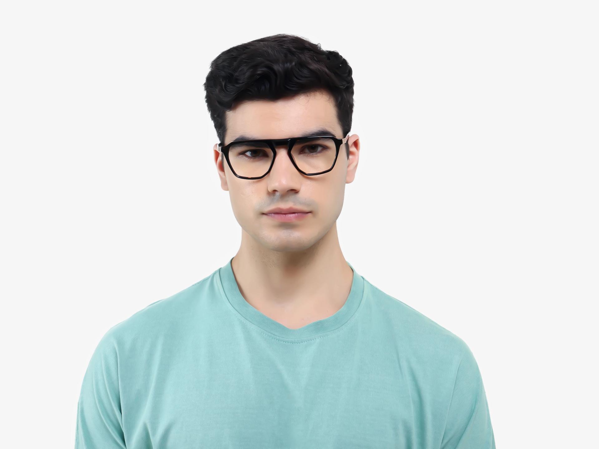 Dark Tortoise Pilot Flat Top Full-Rim Glasses-1