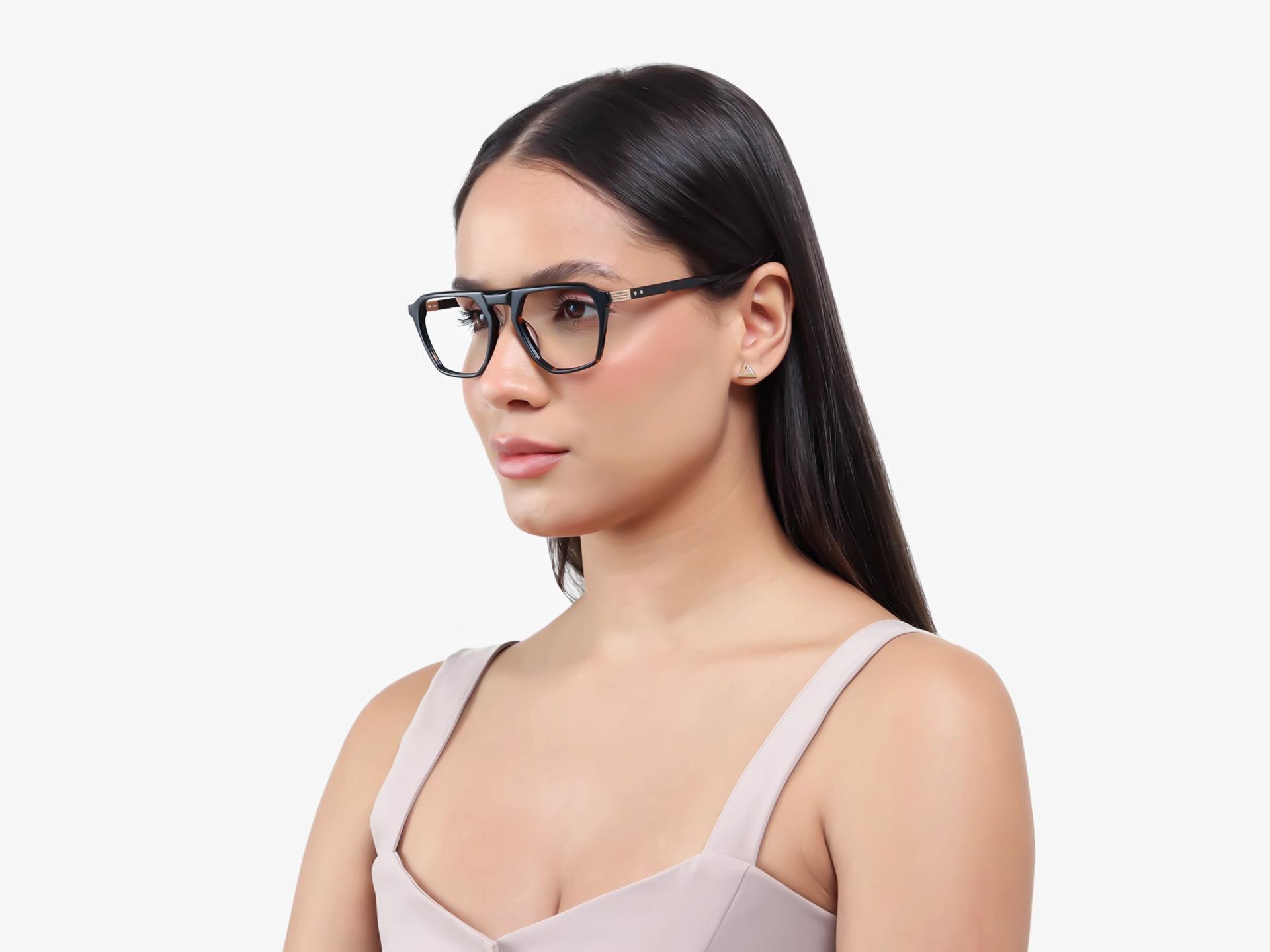 Dark Tortoise Pilot Flat Top Full-Rim Glasses-1