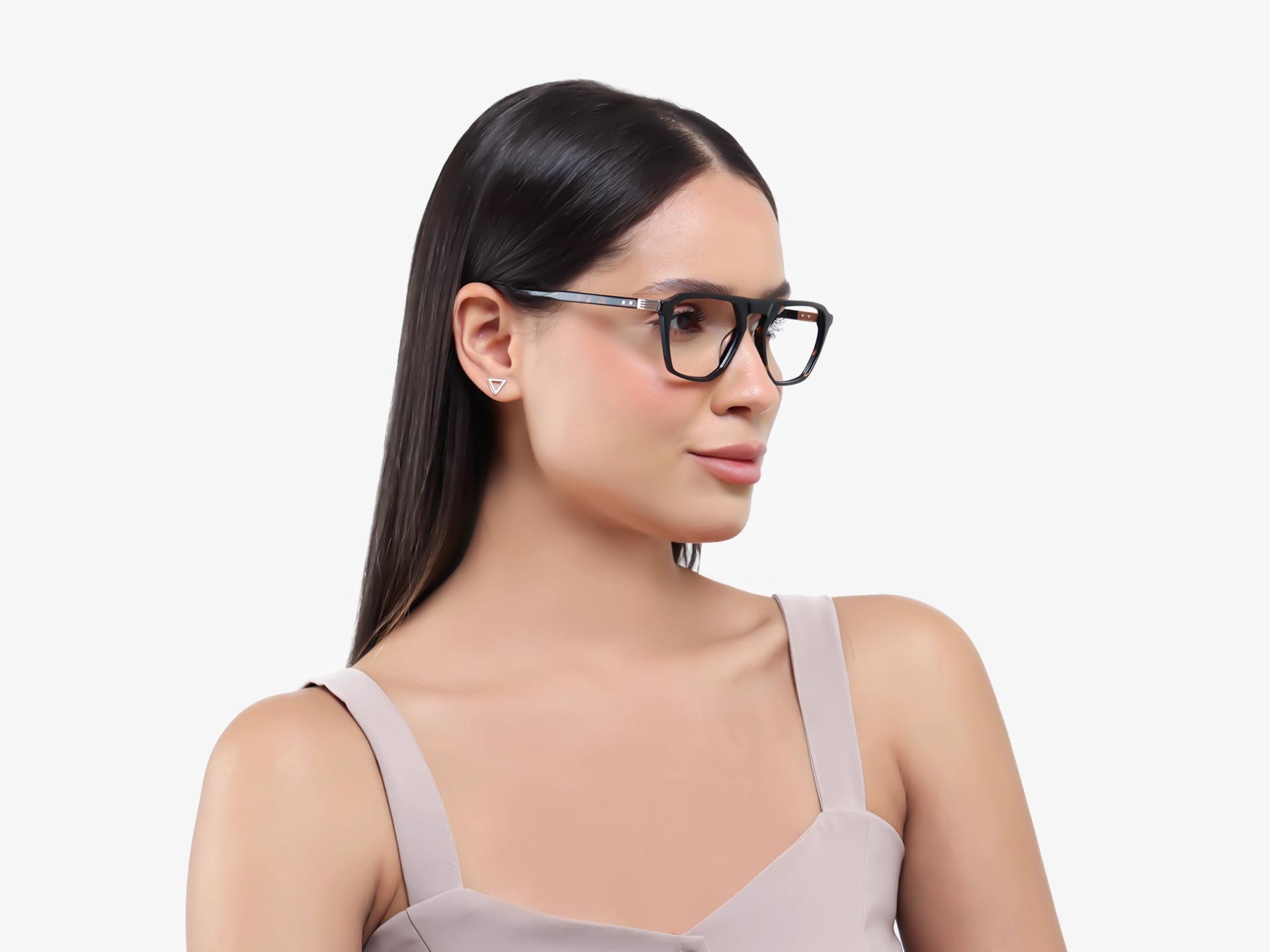 Dark Tortoise Pilot Flat Top Full-Rim Glasses-1
