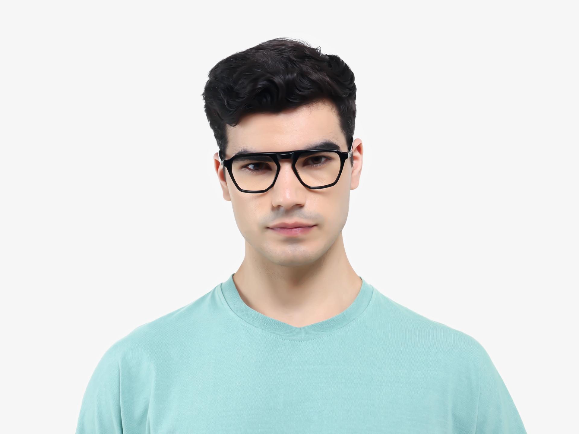 Black Pilot Flat Top Full-Rim Glasses-1