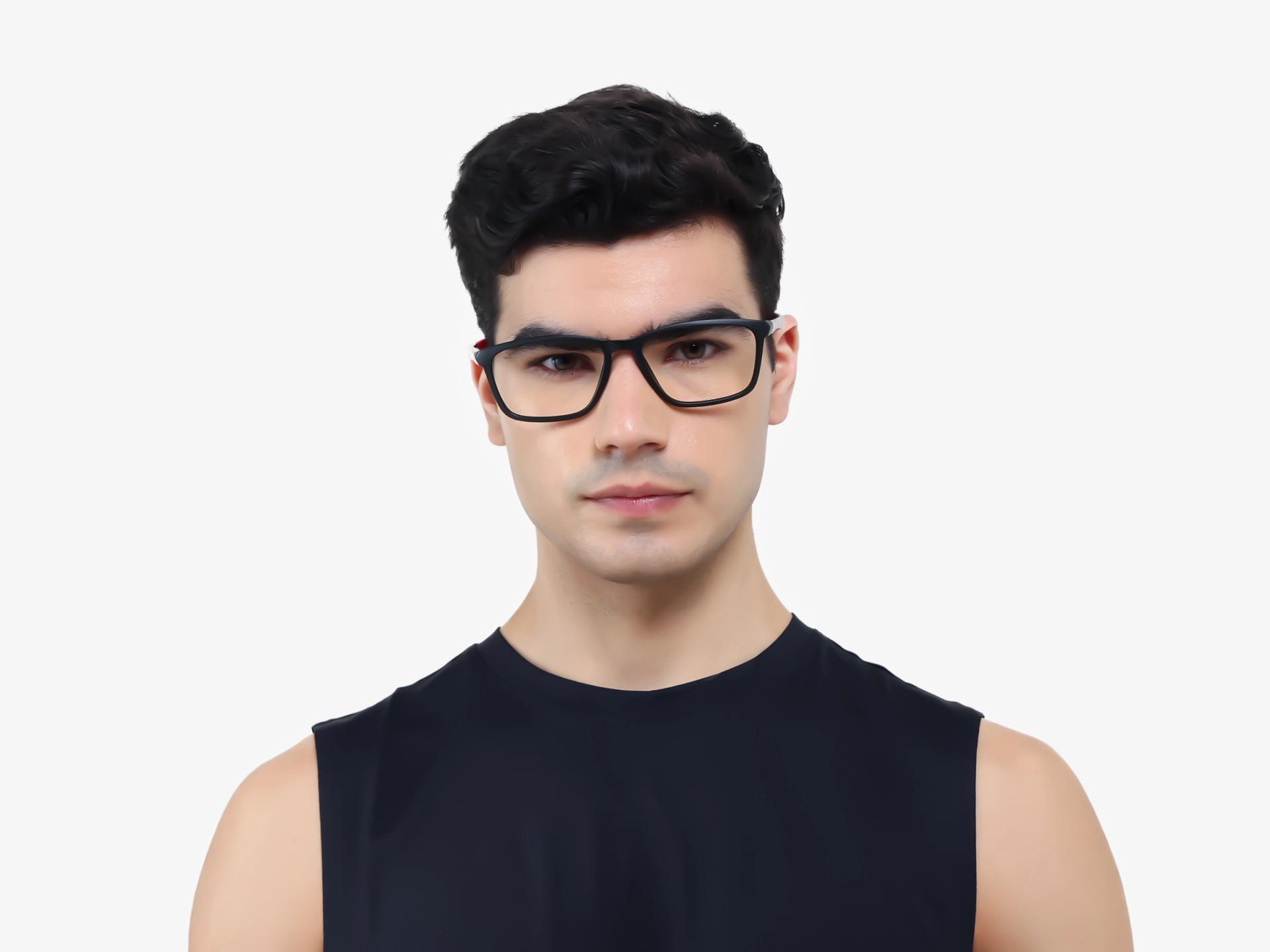 Black & Red Large Rectangular Sports Glasses-1