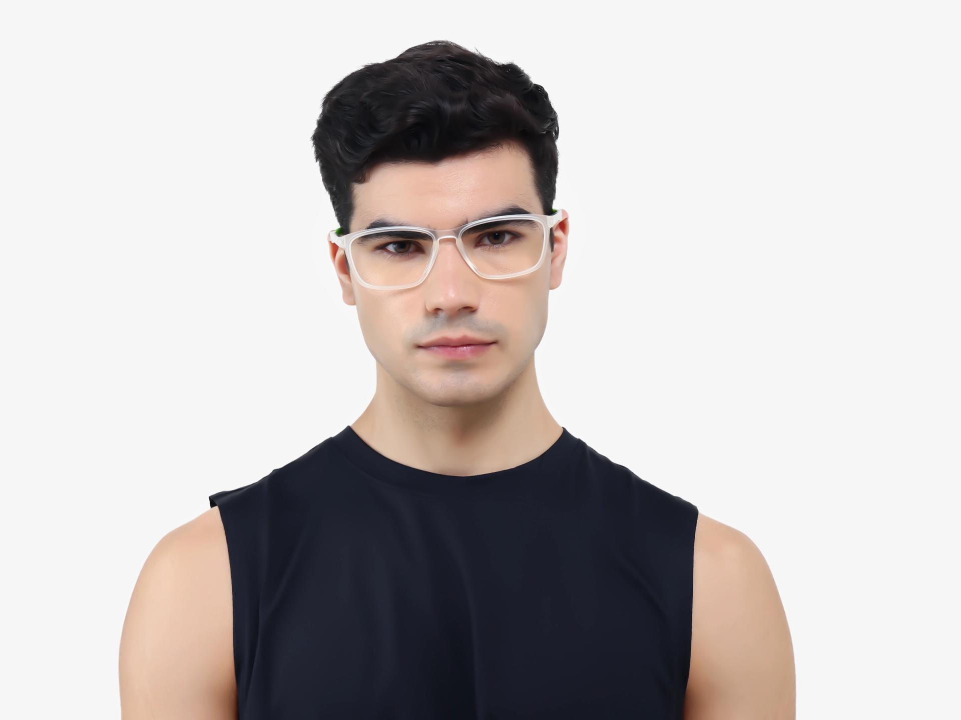 Dove White & Neon Rectangular Sports Glasses-1