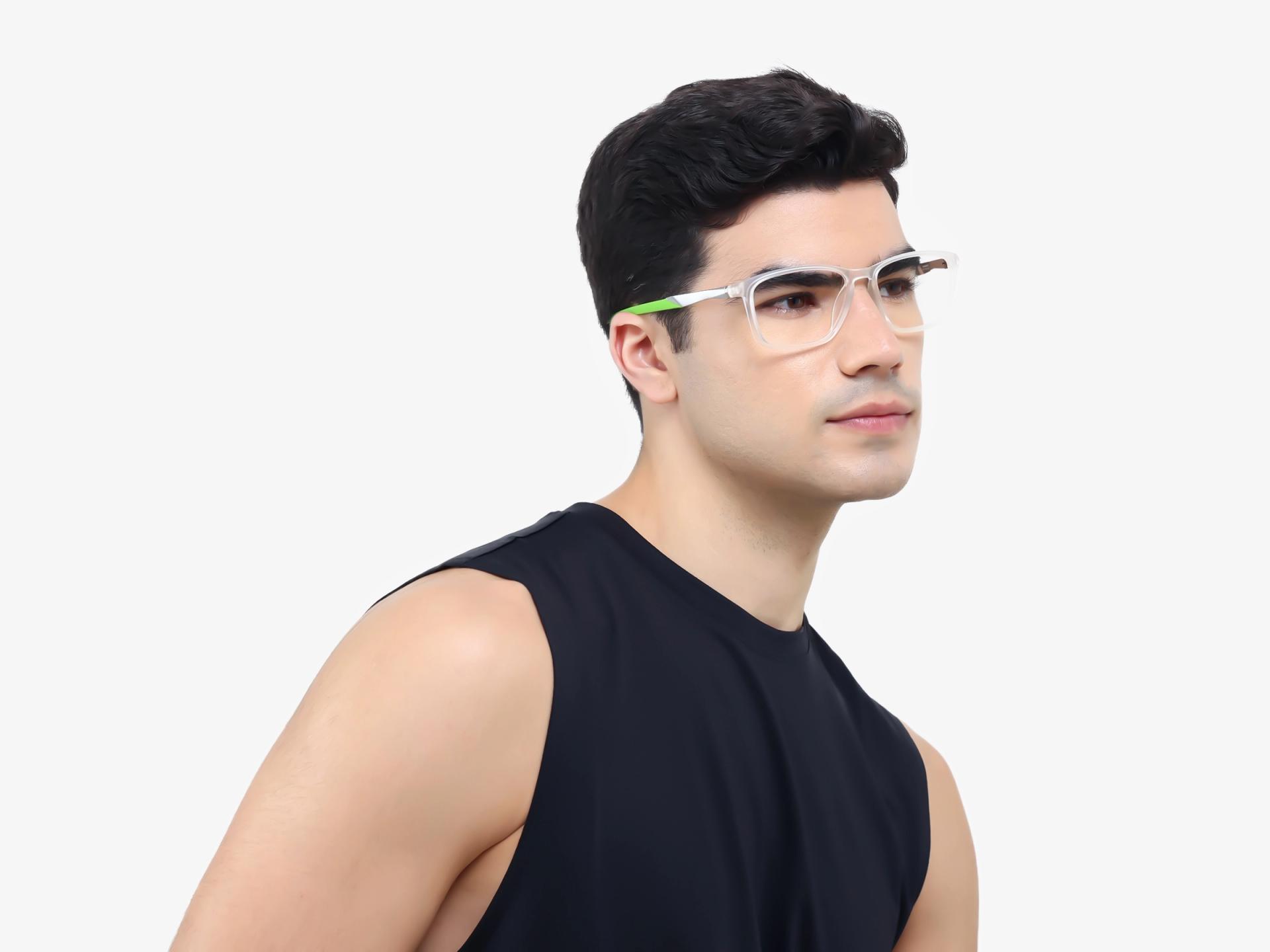 Dove White & Neon Rectangular Sports Glasses-1