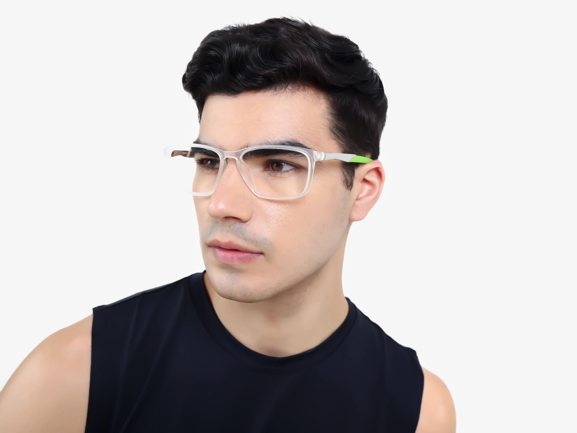 Dove White & Neon Rectangular Sports Glasses-1