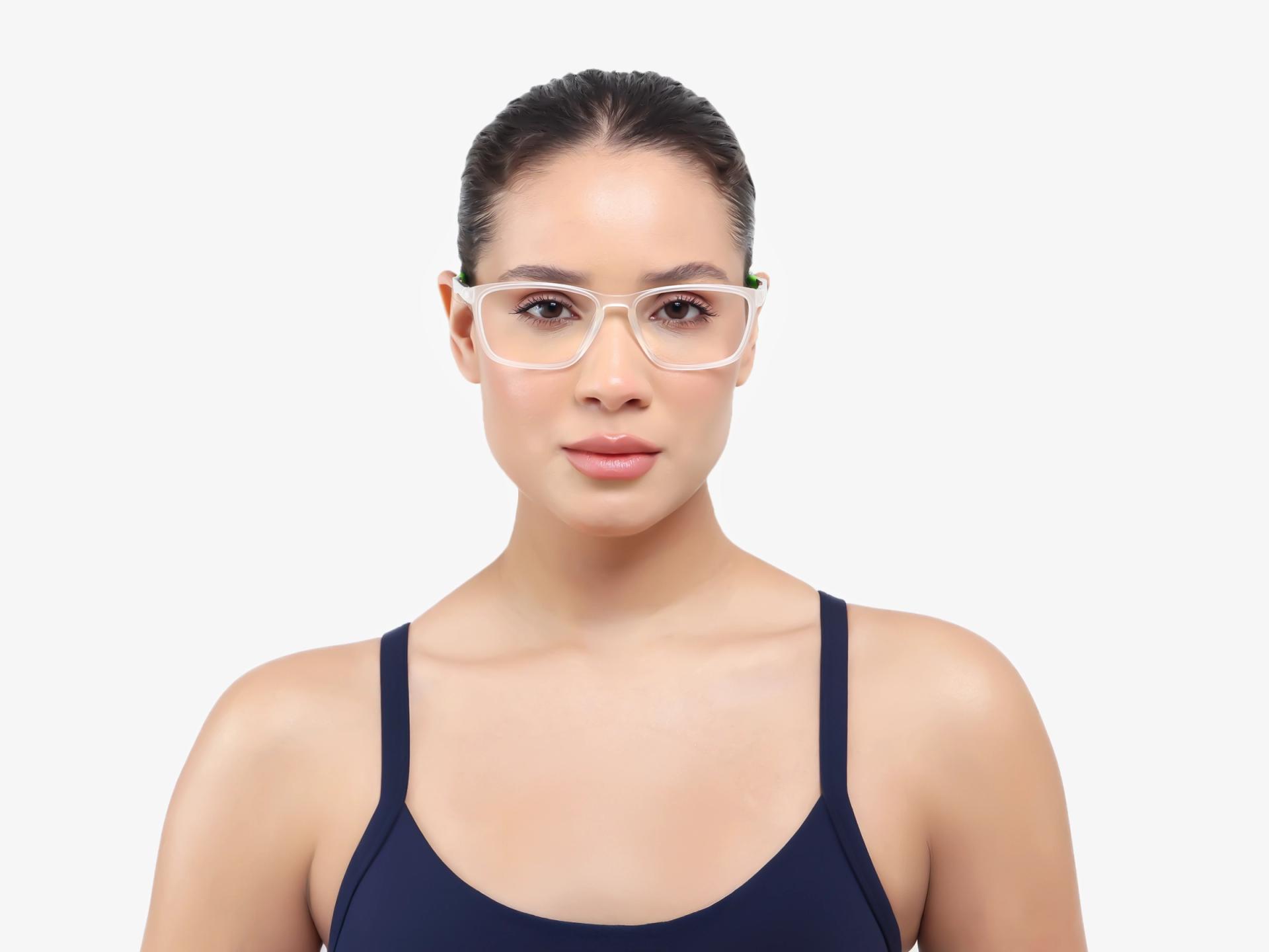 Dove White & Neon Rectangular Sports Glasses-1