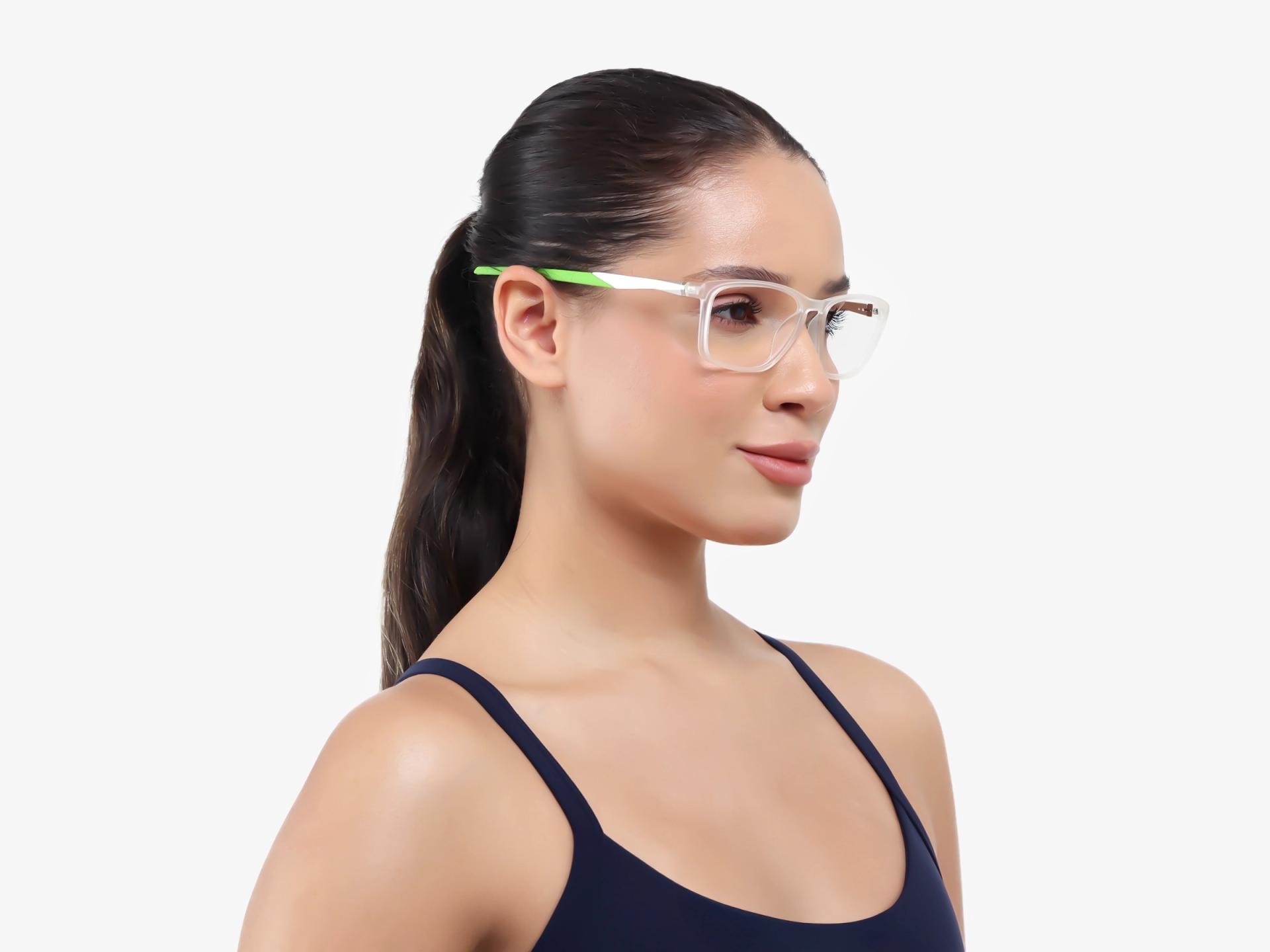 Dove White & Neon Rectangular Sports Glasses-1