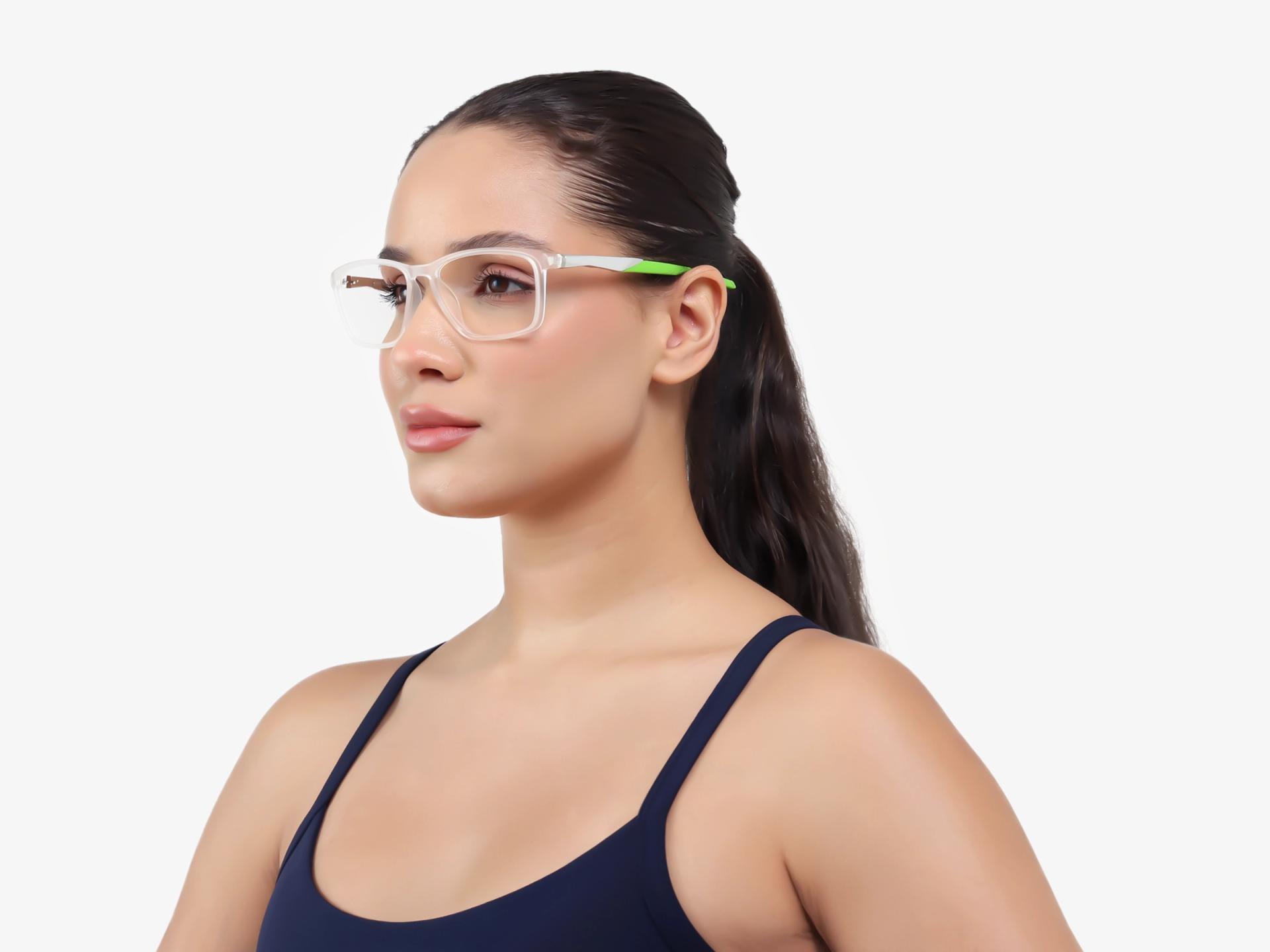 Dove White & Neon Rectangular Sports Glasses-1