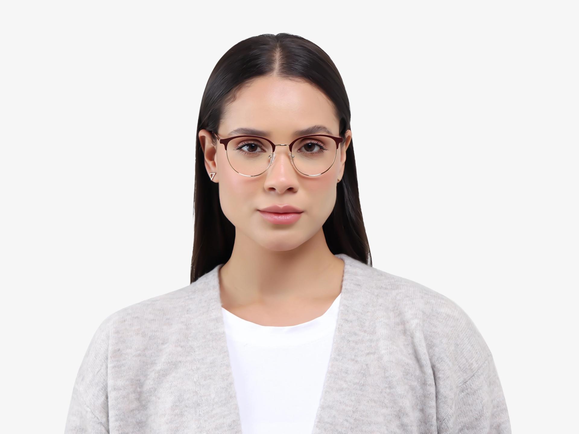 Matte Burgundy & Gold Browling Glasses-1