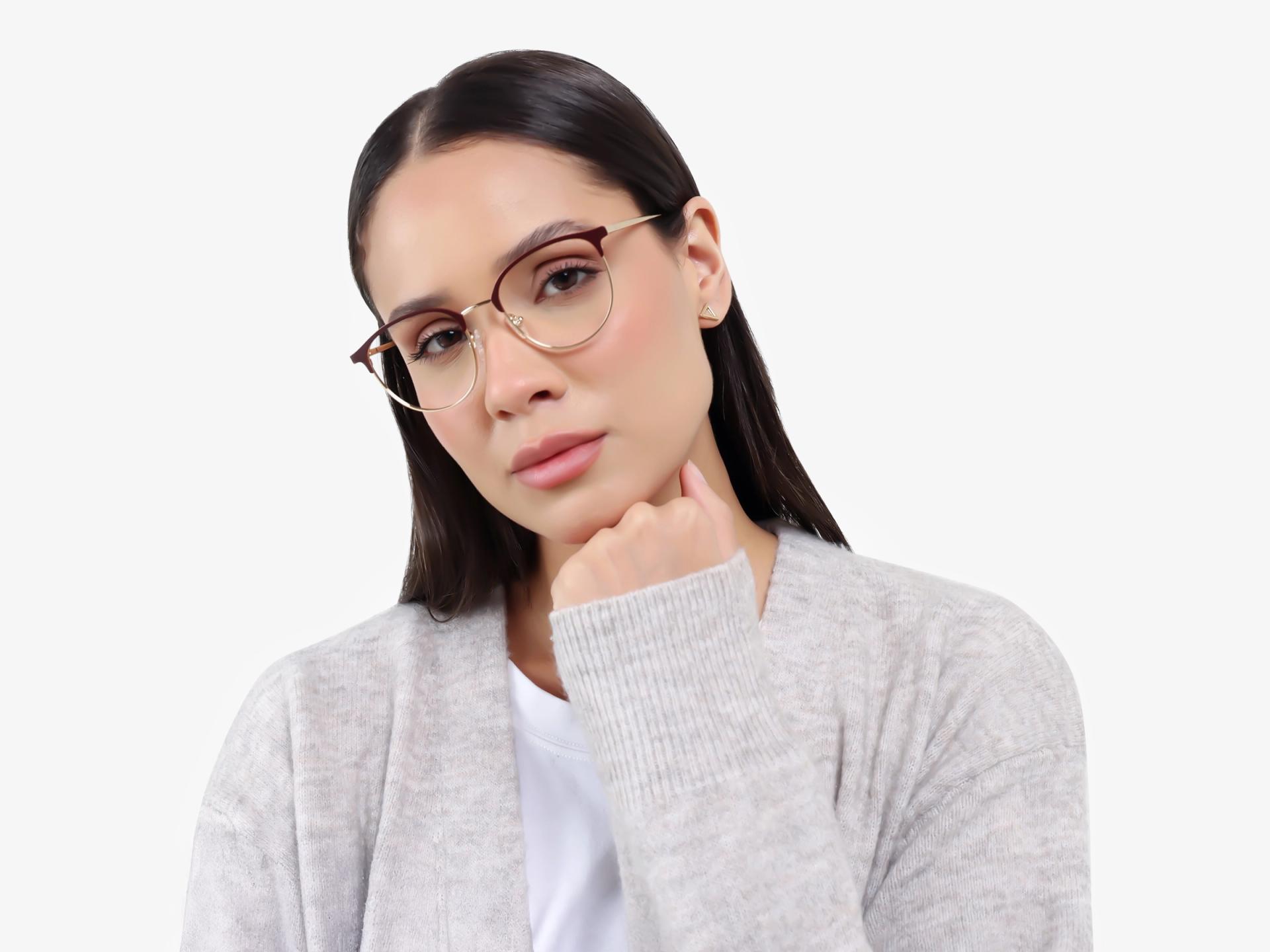 Matte Burgundy & Gold Browling Glasses-1
