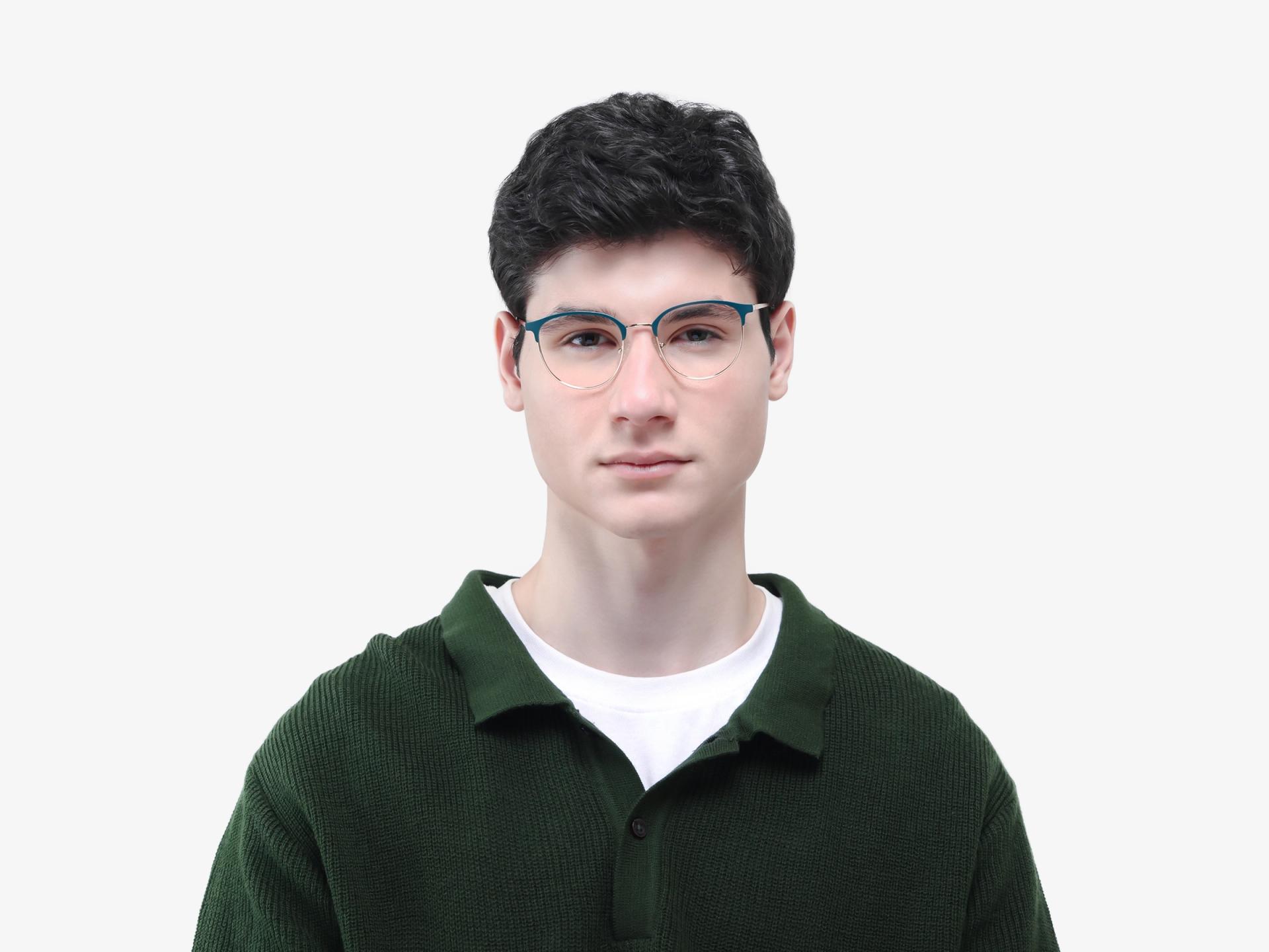 Matte Green & Champagne Gold Browling Glasses-1