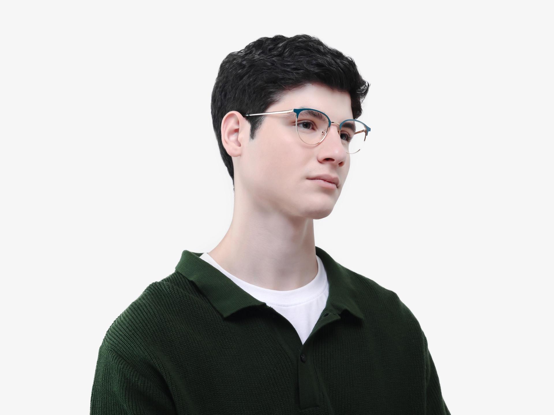 Matte Green & Champagne Gold Browling Glasses-1