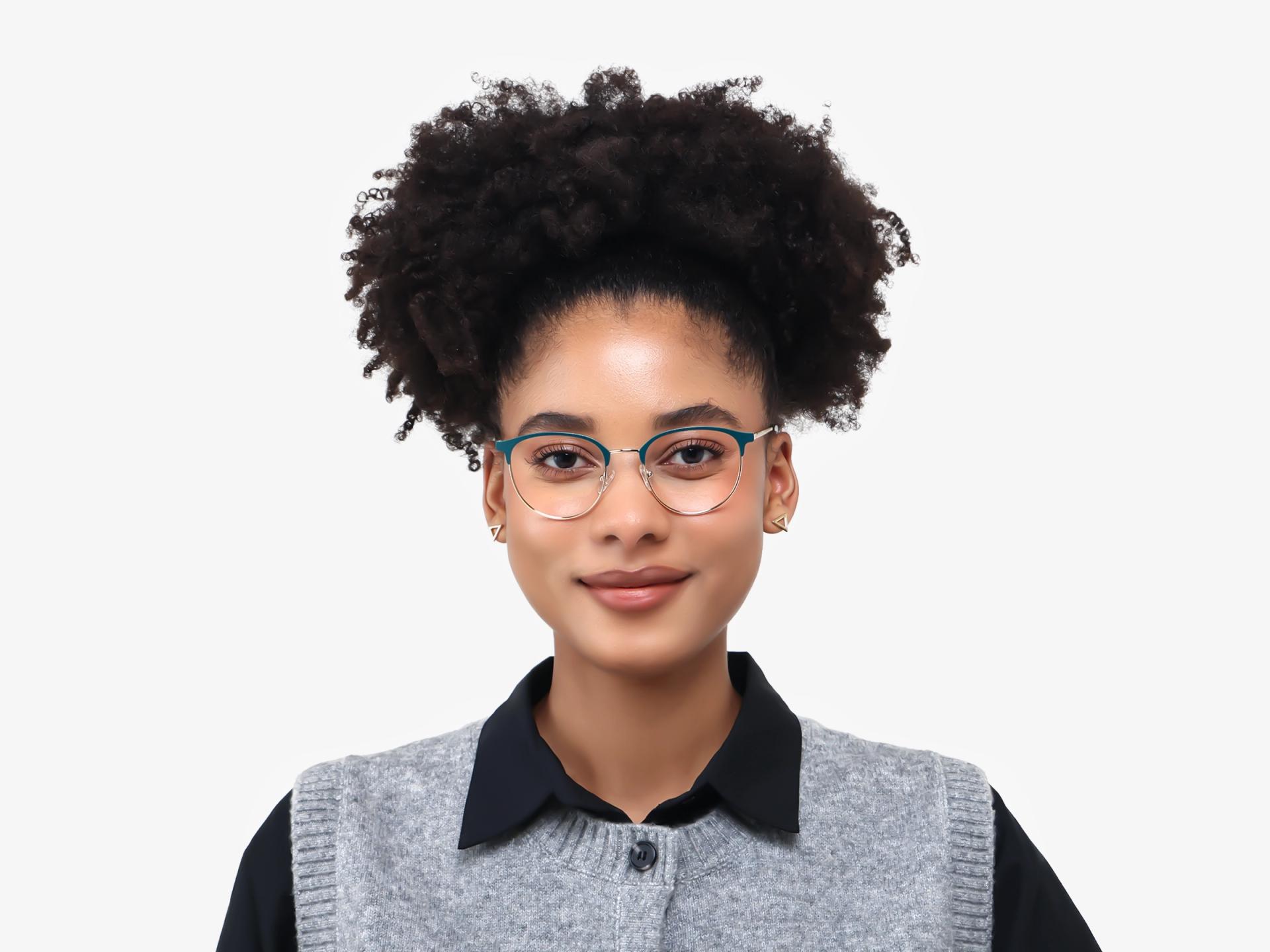 Matte Green & Champagne Gold Browling Glasses-1