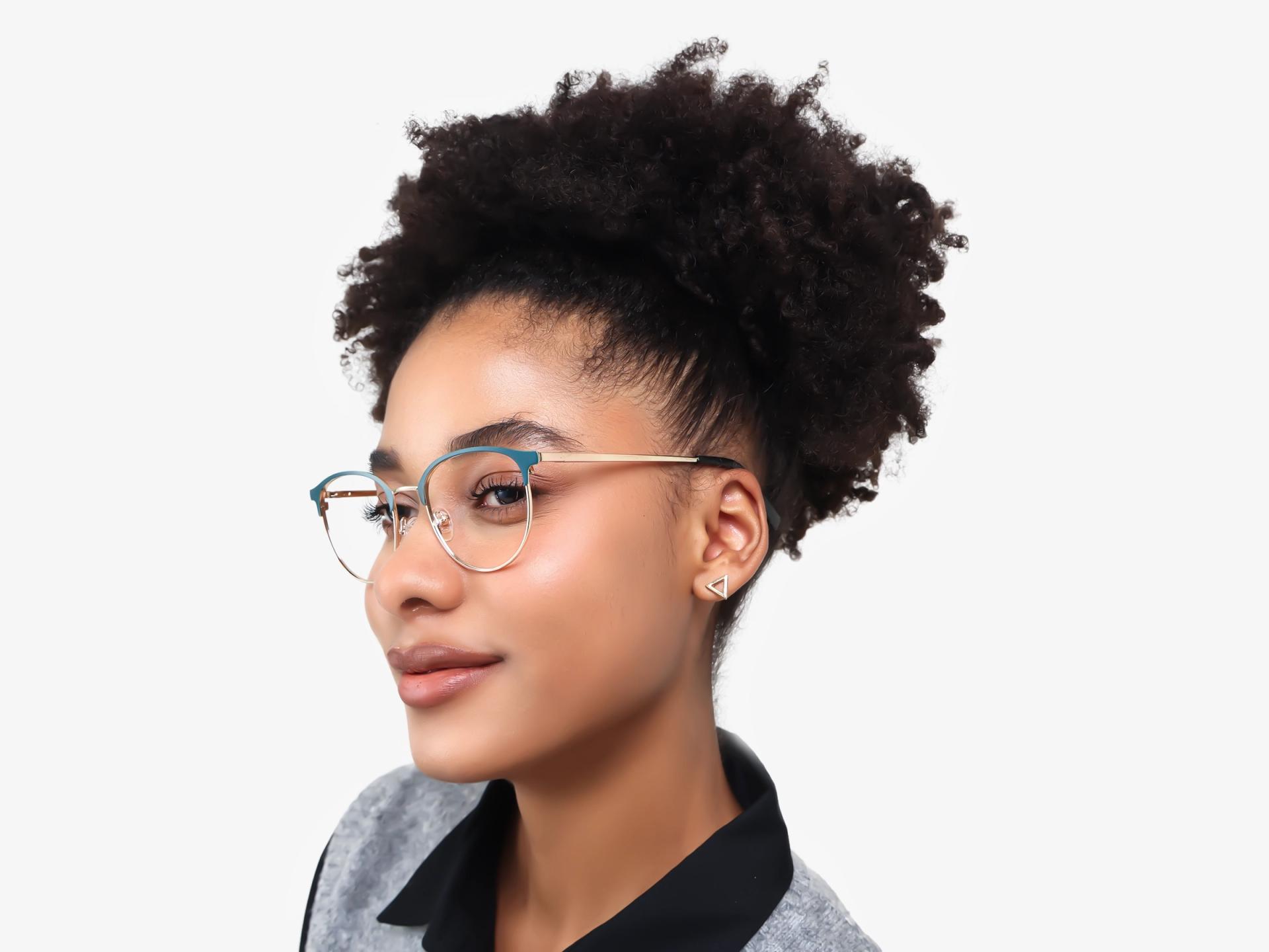 Matte Green & Champagne Gold Browling Glasses-1