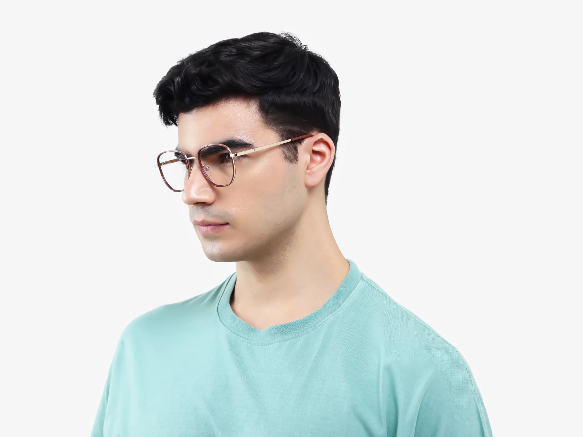 Chestnut & Gold Geometric Glasses-1