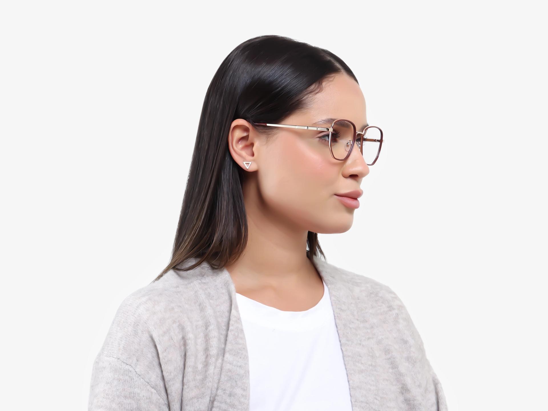 Chestnut & Gold Geometric Glasses-1