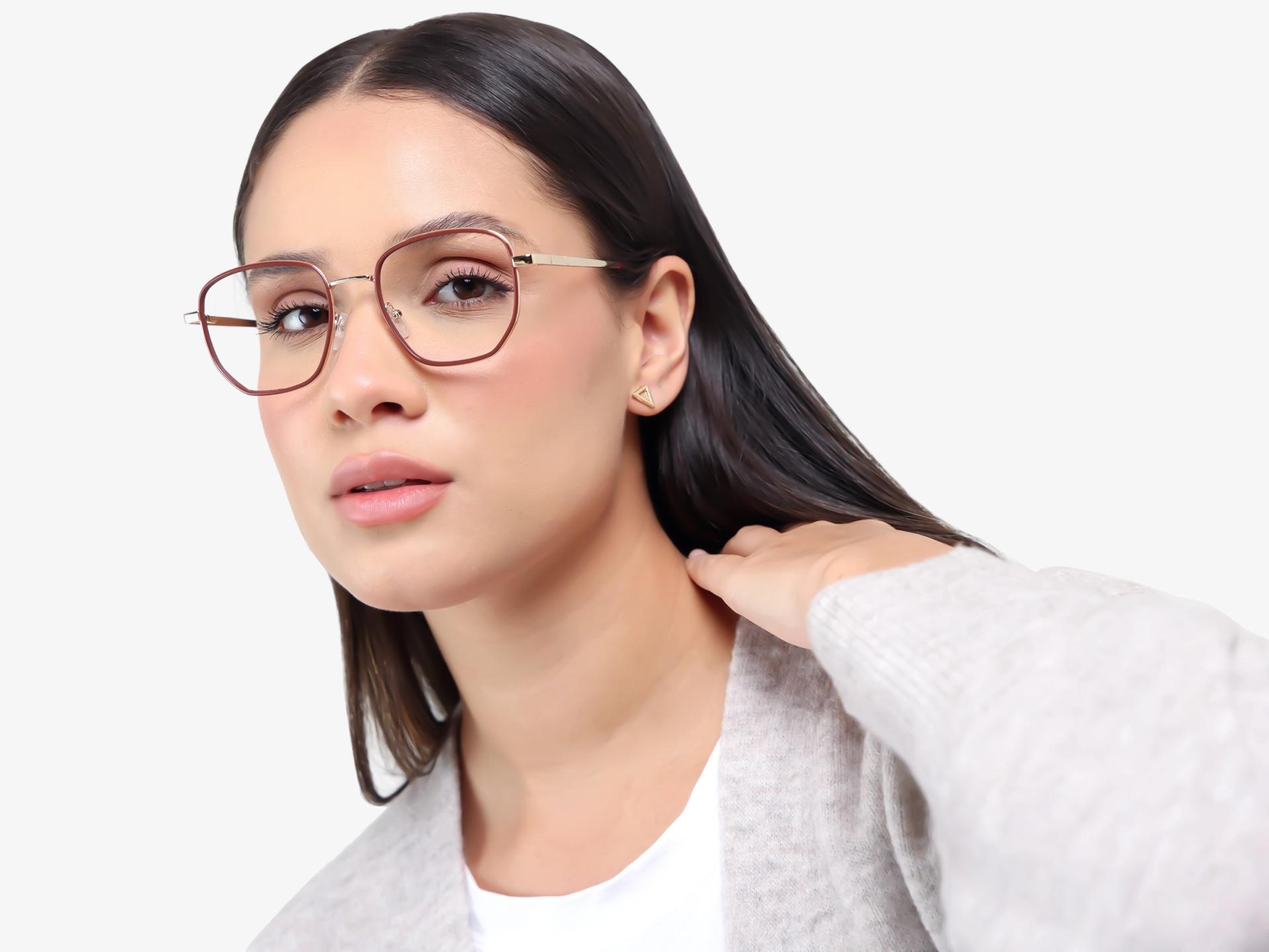 Chestnut & Gold Geometric Glasses-1
