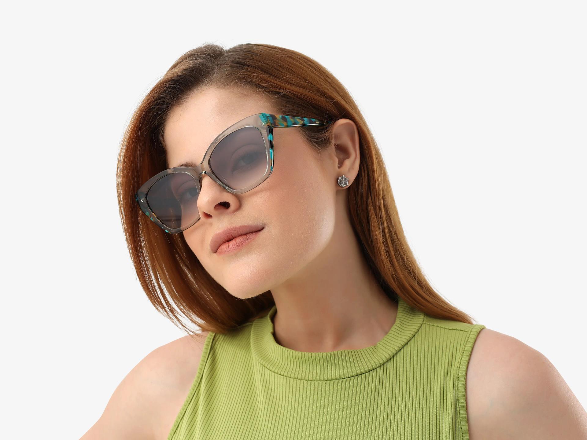Crystal Gin Green Frame With Light Grey Tint Sunglasses-1