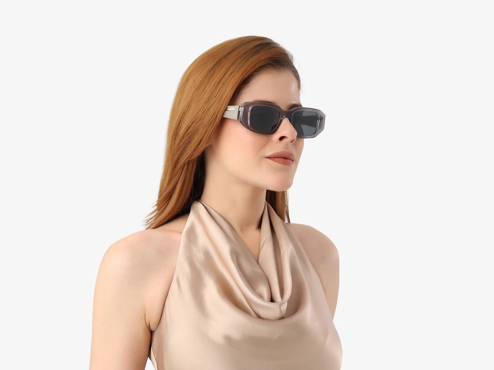 Translucent Grey Oversized Frame With Brown Tint Sunglasses-1
