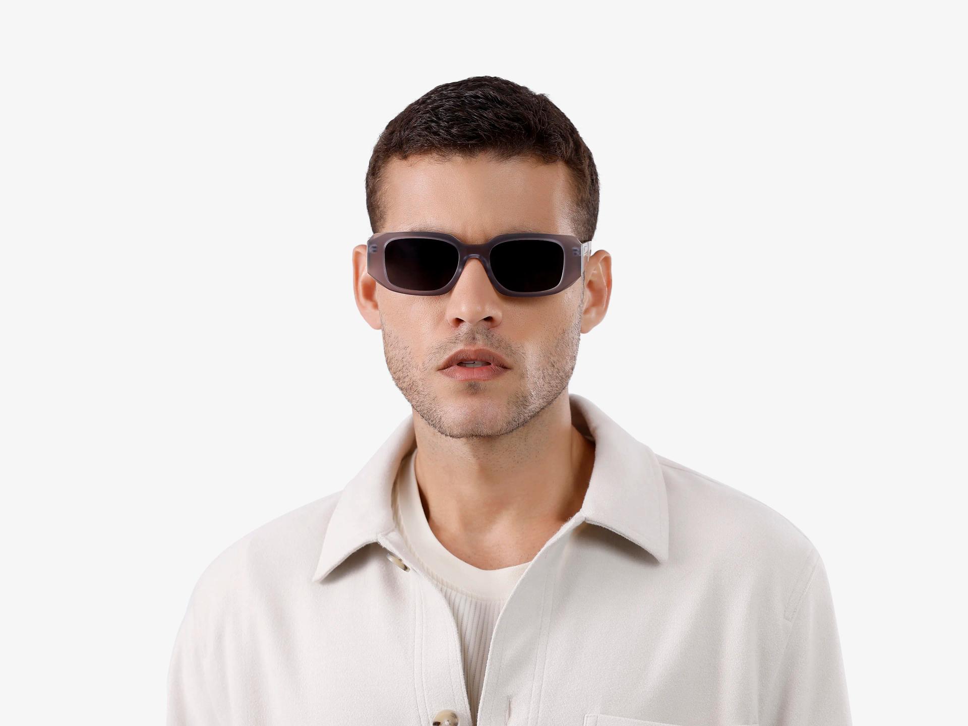 Translucent Grey Oversized Frame With Brown Tint Sunglasses-1