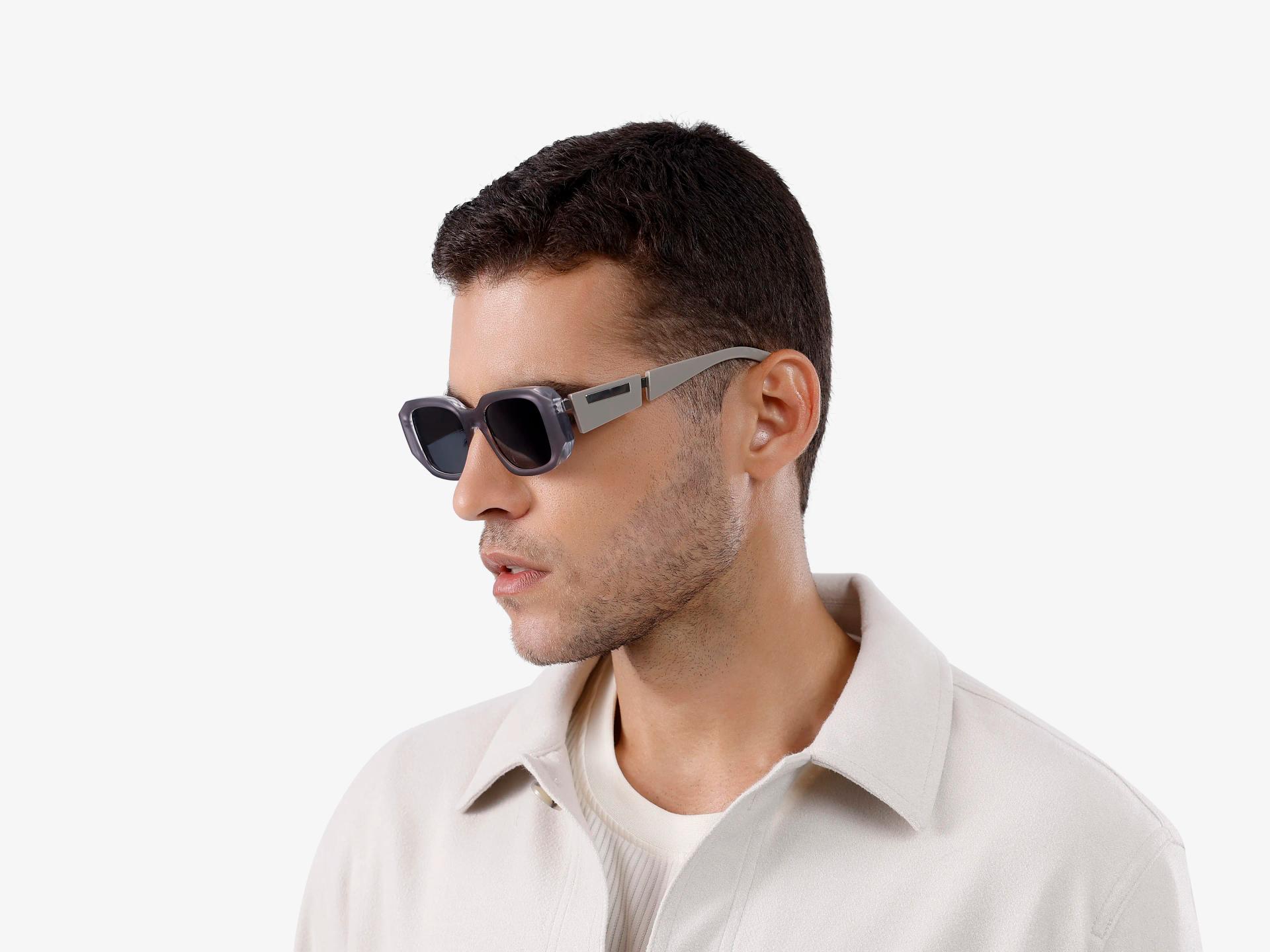 Translucent Grey Oversized Frame With Brown Tint Sunglasses-1