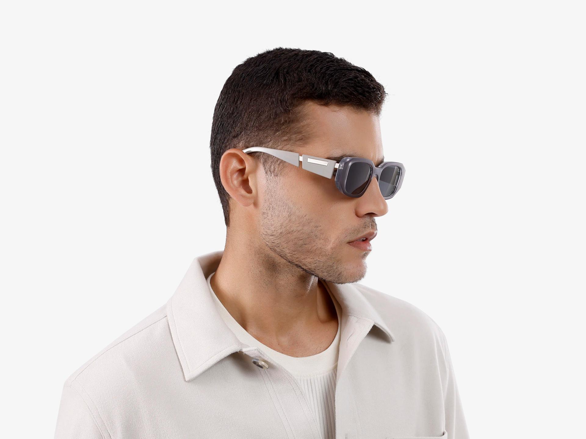 Translucent Grey Oversized Frame With Brown Tint Sunglasses-1