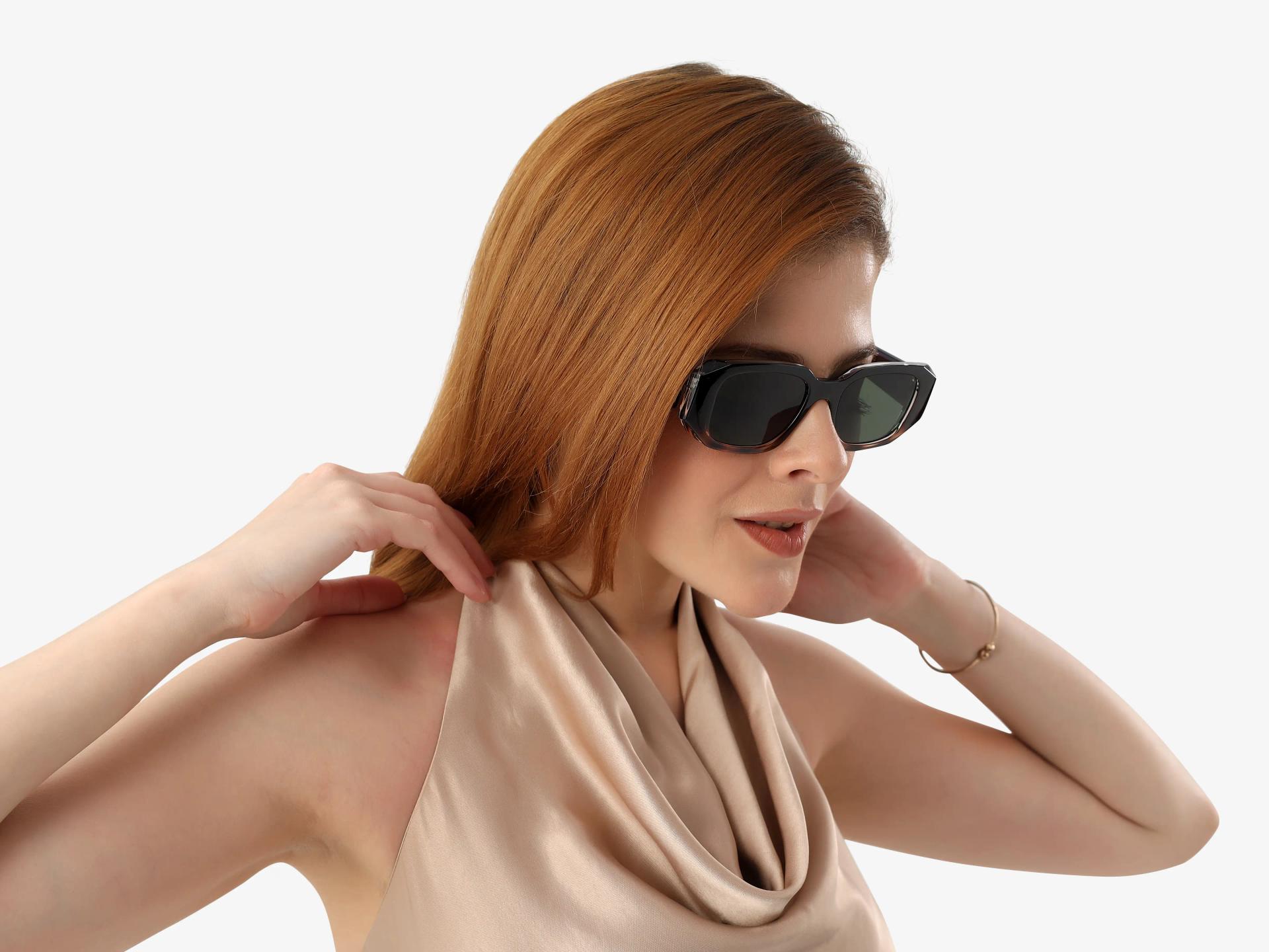 Black & Tortoise Frame With Green Tint Sunglasses-1