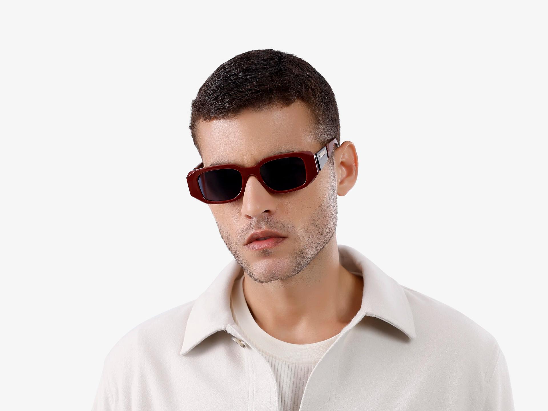 Dark Maroon Frame With Grey Tint Sunglasses-1