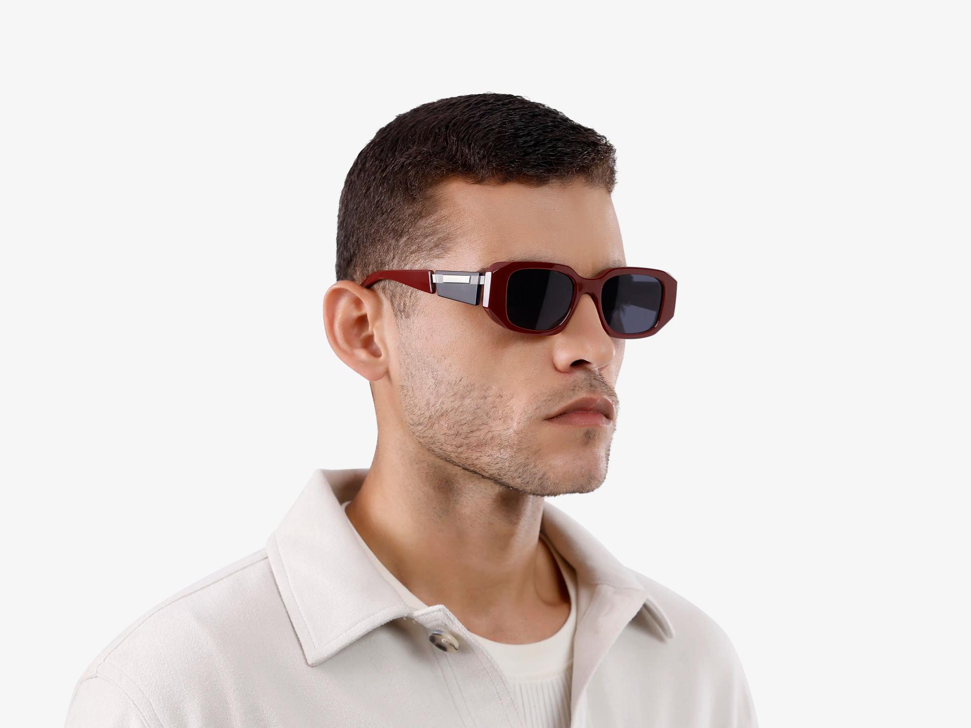 Dark Maroon Frame With Grey Tint Sunglasses-1