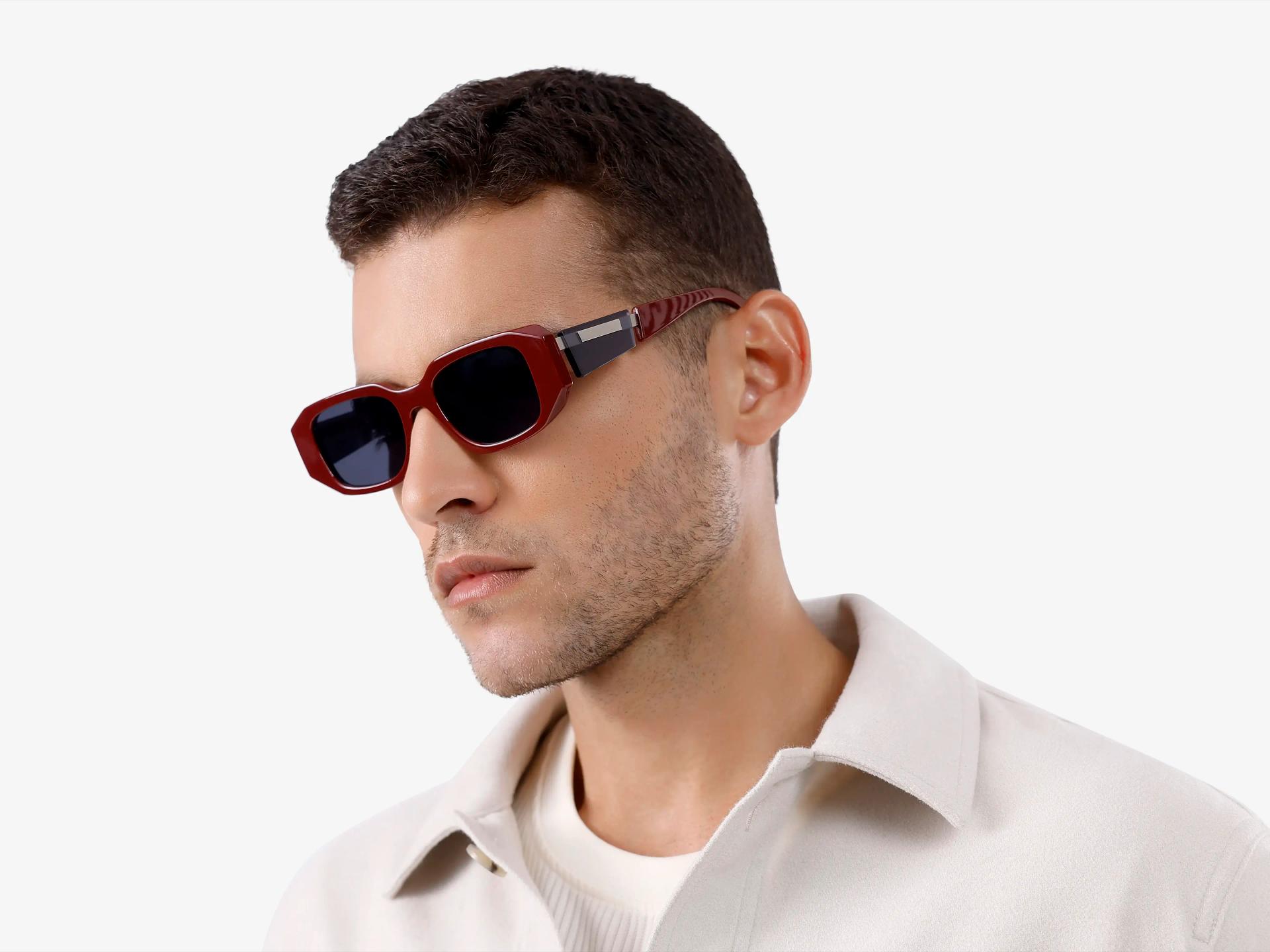 Dark Maroon Frame With Grey Tint Sunglasses-1