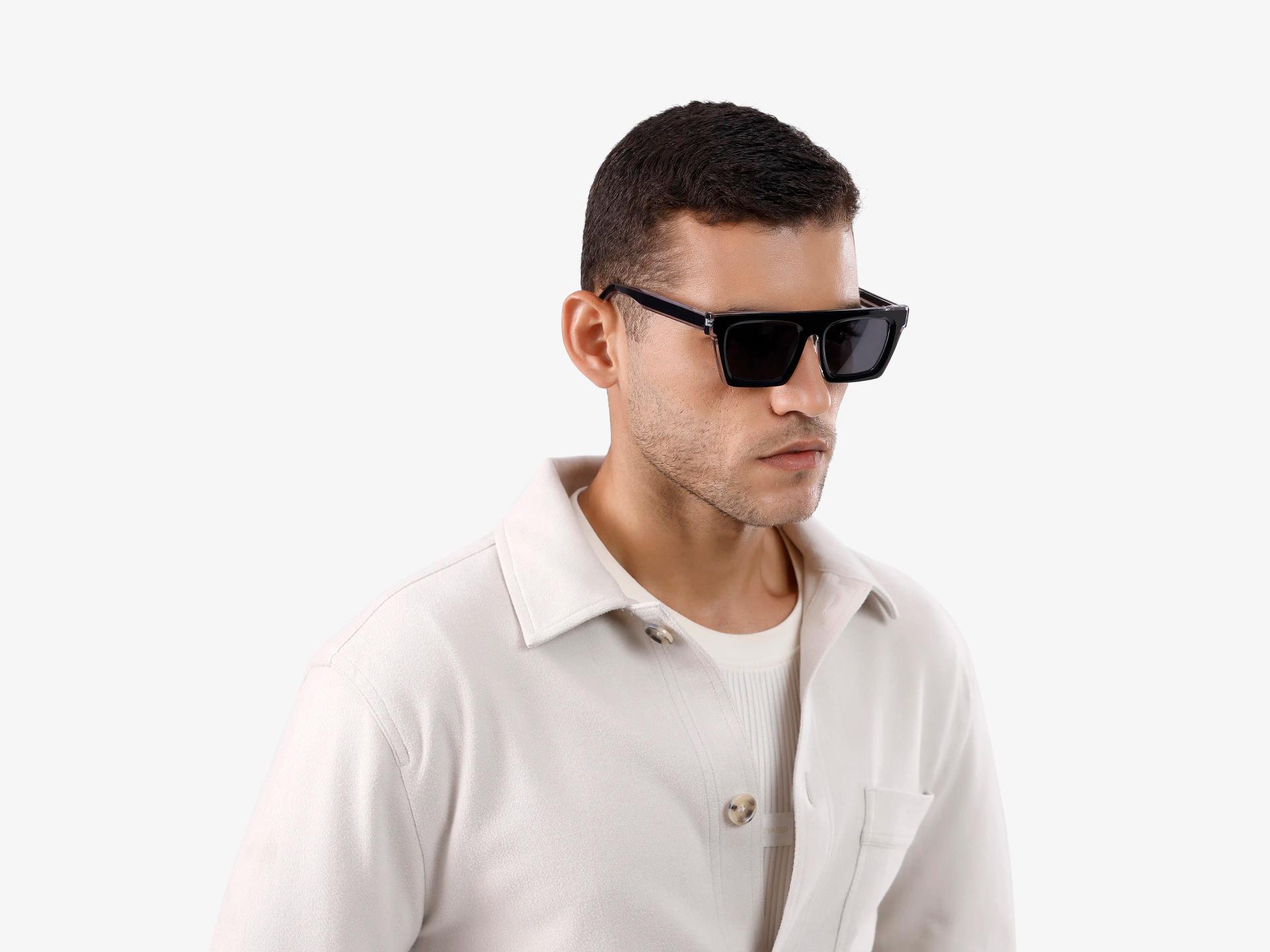 Black Flat Top Sunglasses With Grey Tint Sunglasses-1