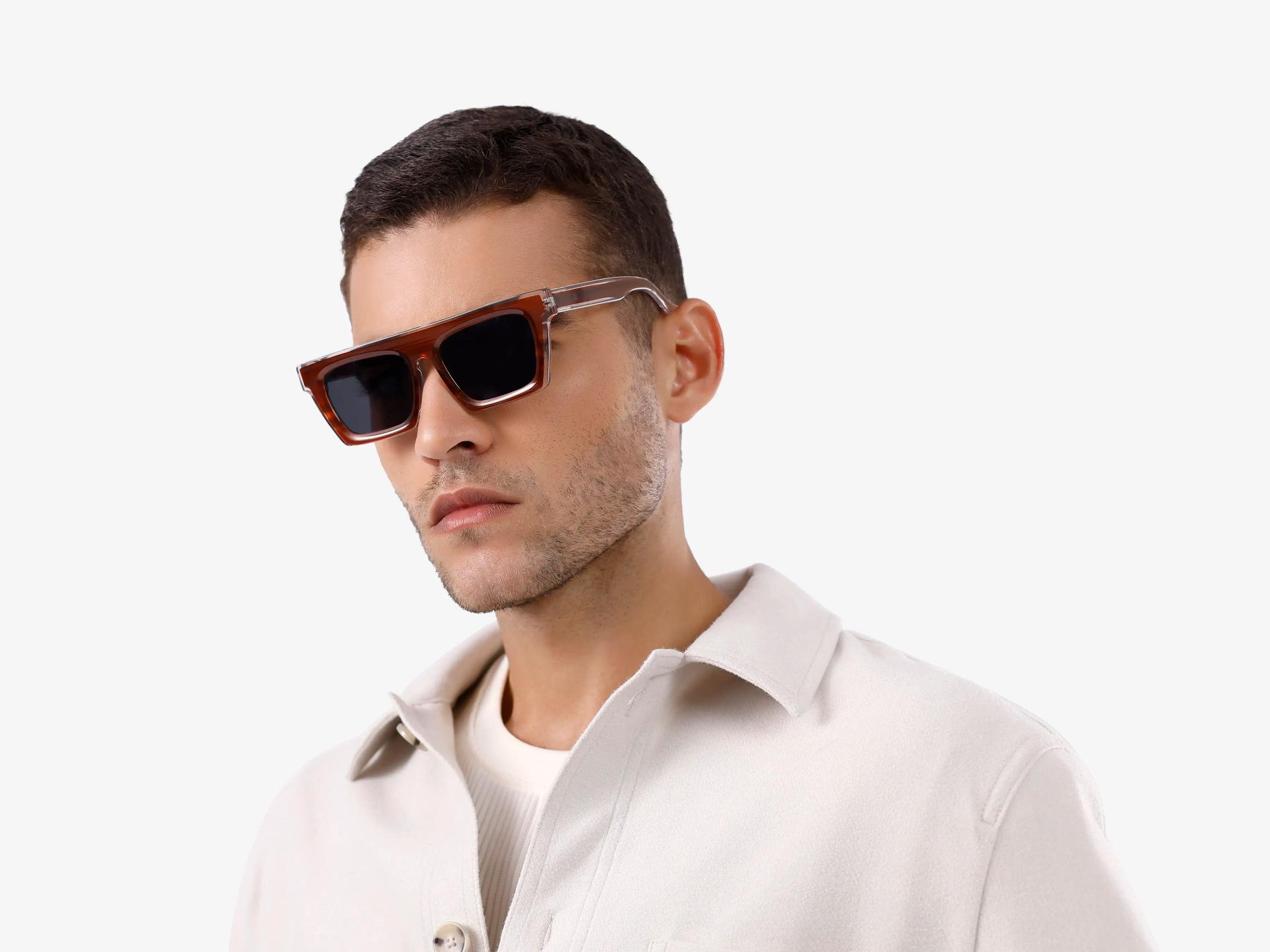 Rust Grotto Square Frame With Grey Tint Sunglasses-1
