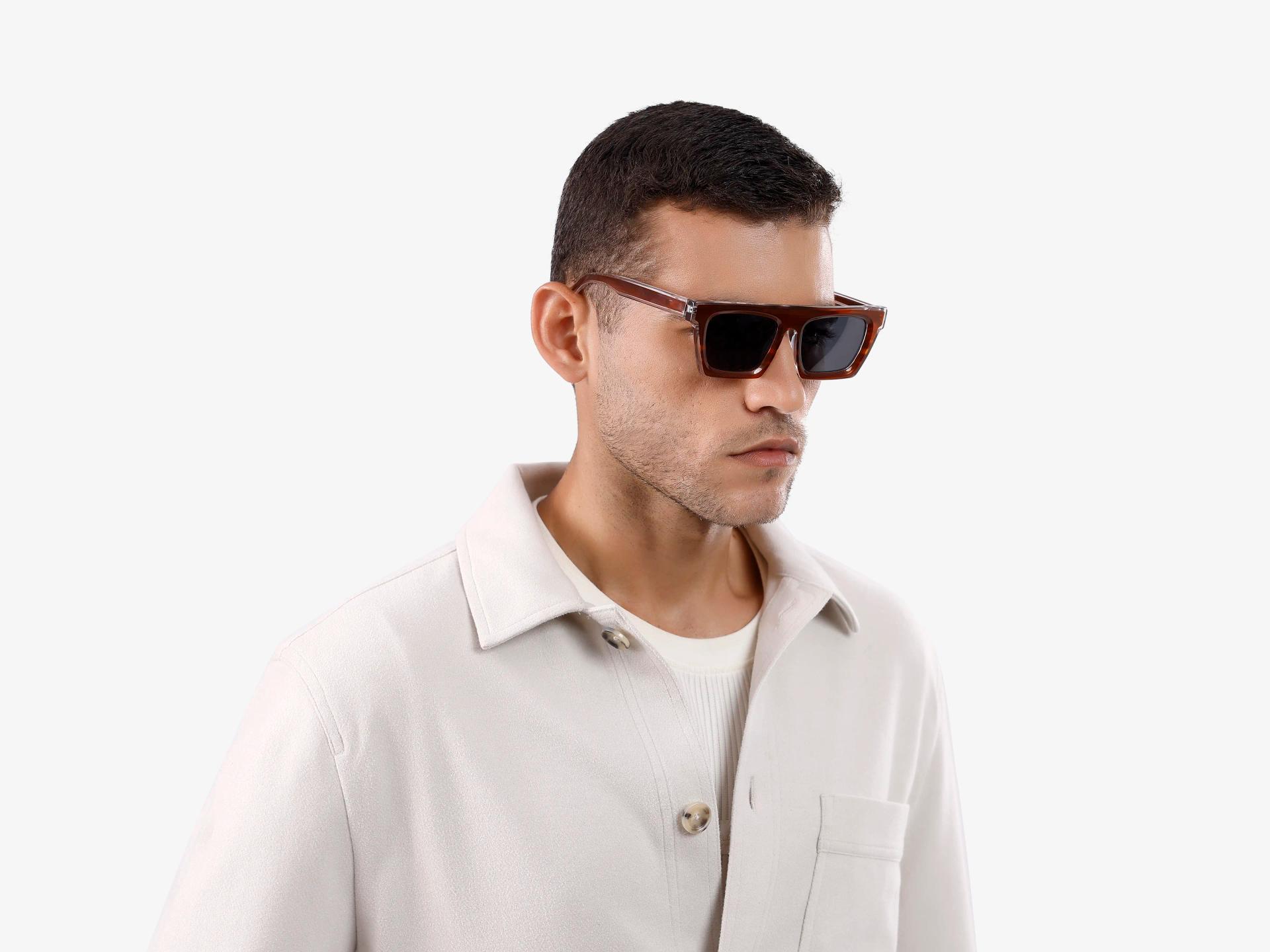 Rust Grotto Square Frame With Grey Tint Sunglasses-1