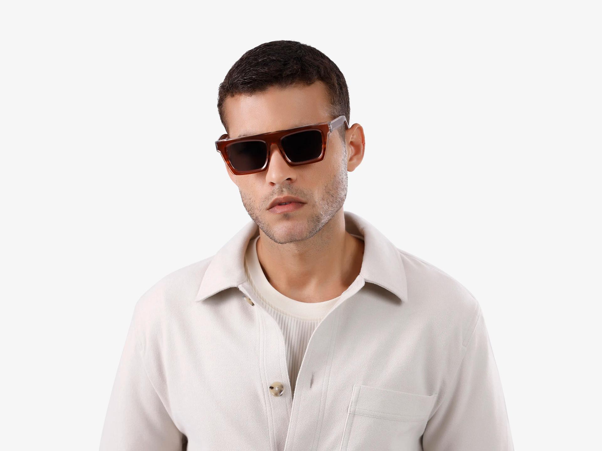 Rust Grotto Square Frame With Grey Tint Sunglasses-1