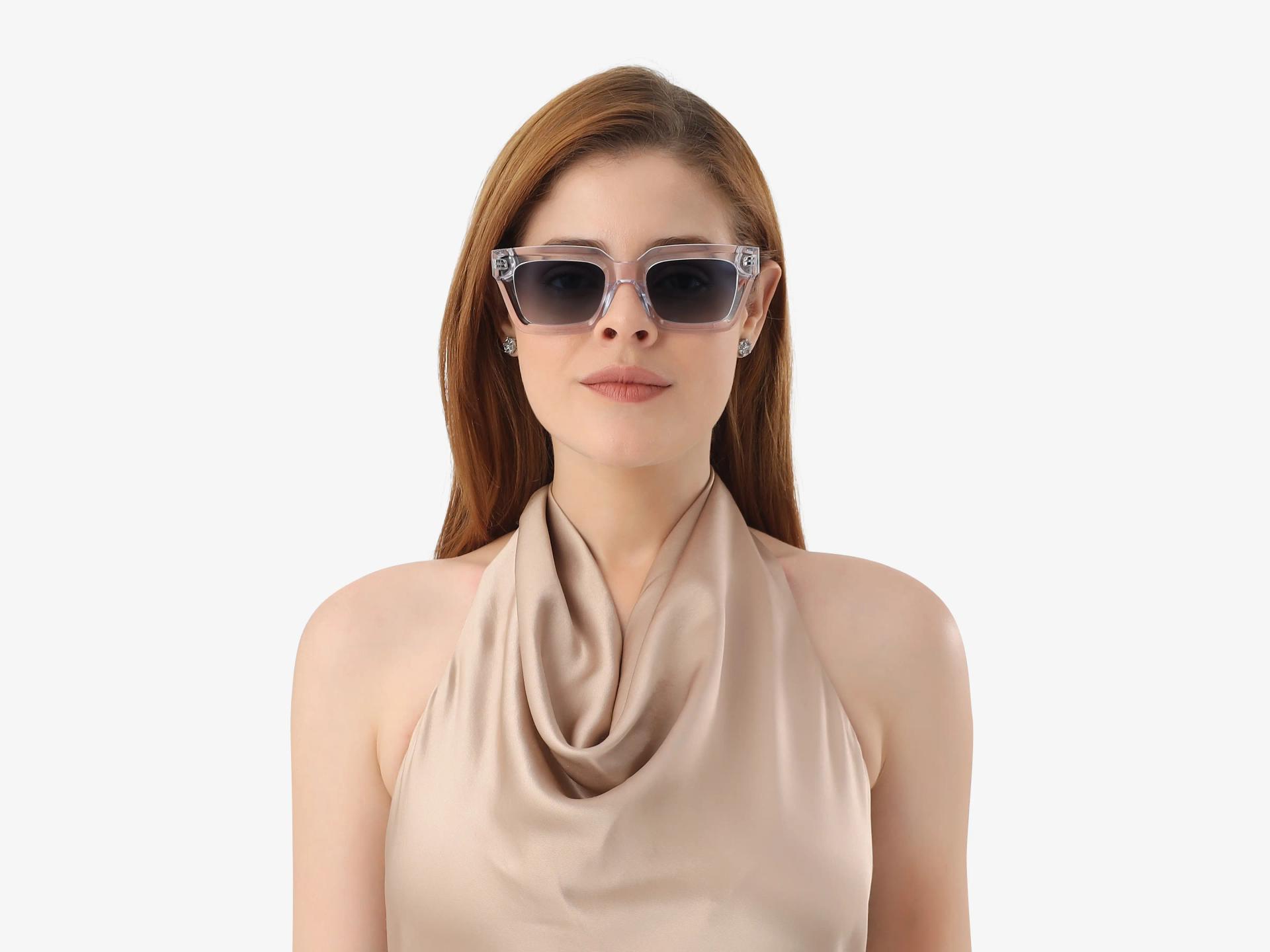 Crystal Clear Frame With Blue Tint Sunglasses-1
