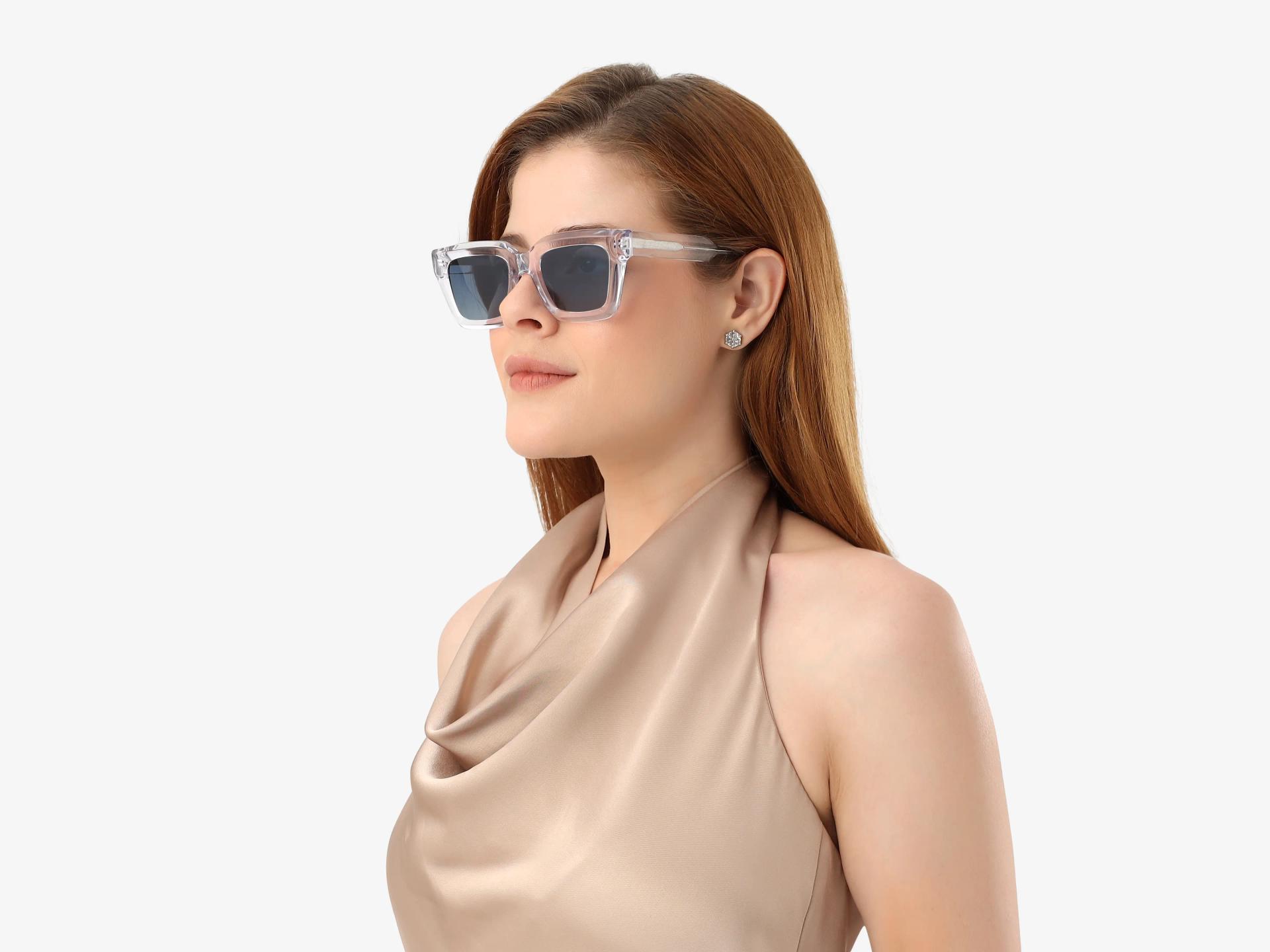 Crystal Clear Frame With Blue Tint Sunglasses-1