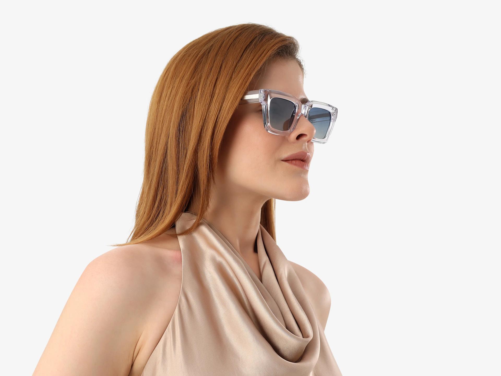 Crystal Clear Frame With Blue Tint Sunglasses-1