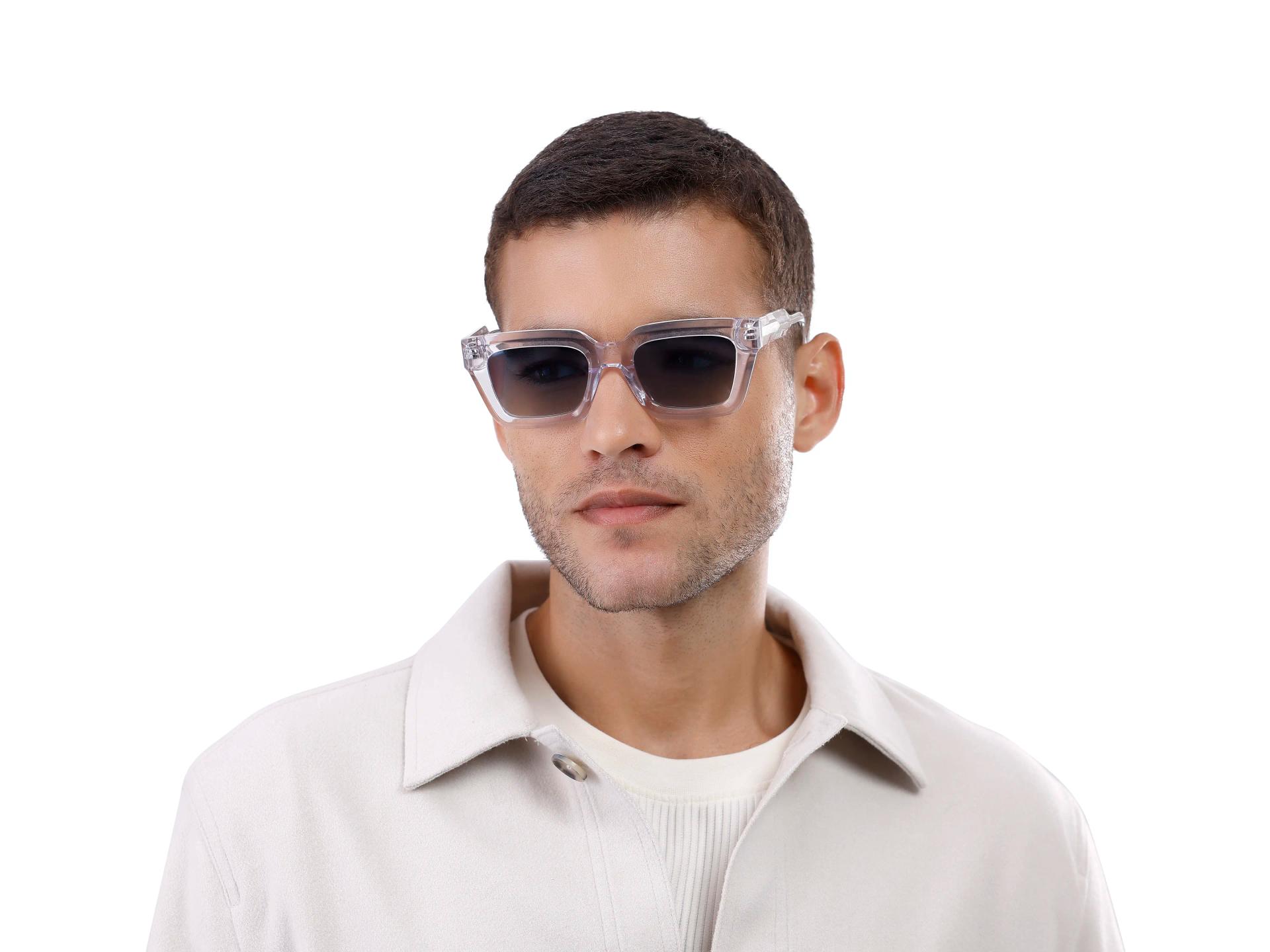 Crystal Clear Frame With Blue Tint Sunglasses-1