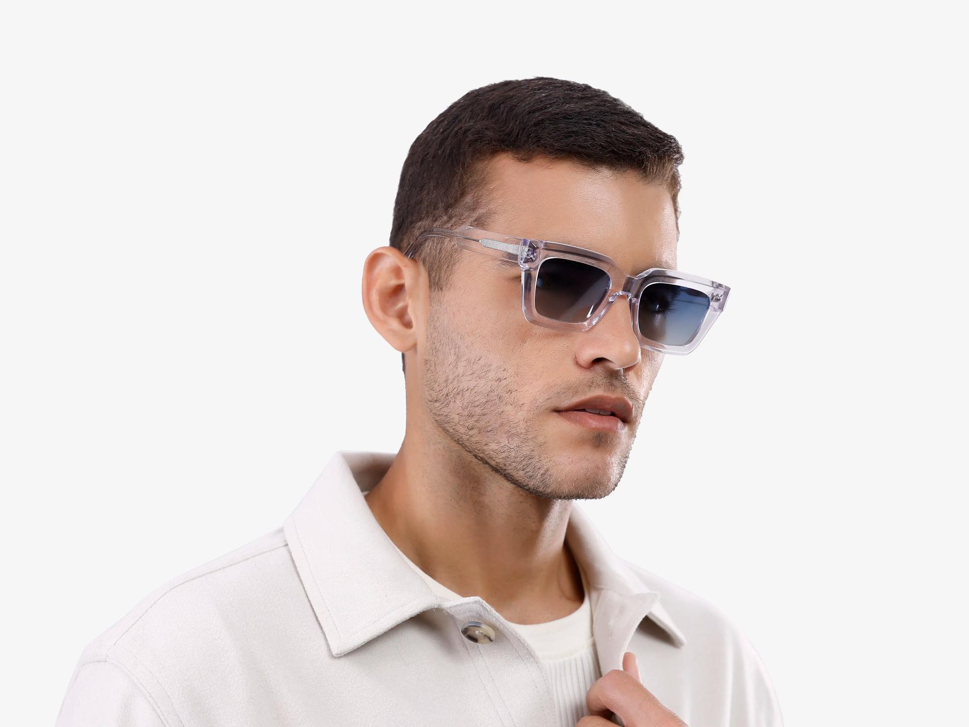 Crystal Clear Frame With Blue Tint Sunglasses-1