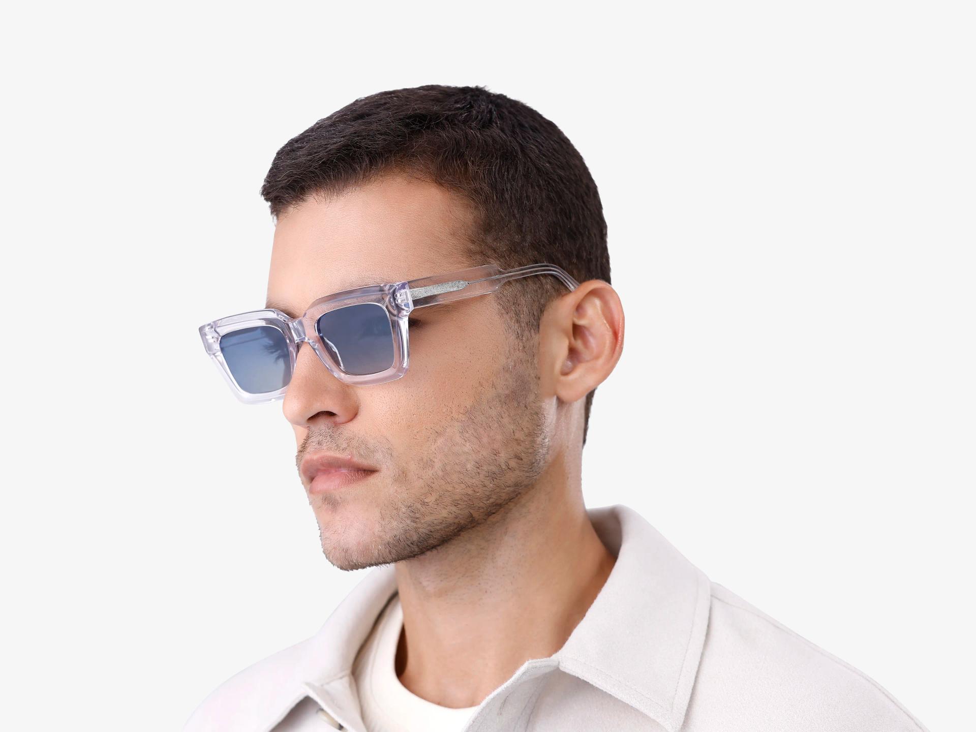 Crystal Clear Frame With Blue Tint Sunglasses-1