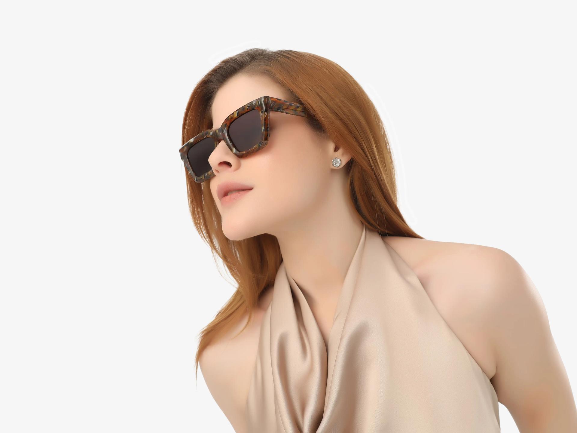 Golden Wren Abstract Frame With Brown Tint Sunglasses-1