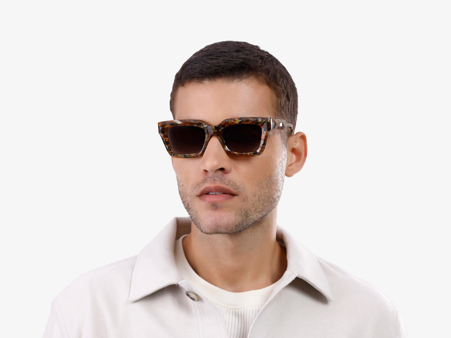 Golden Wren Abstract Frame With Brown Tint Sunglasses-1