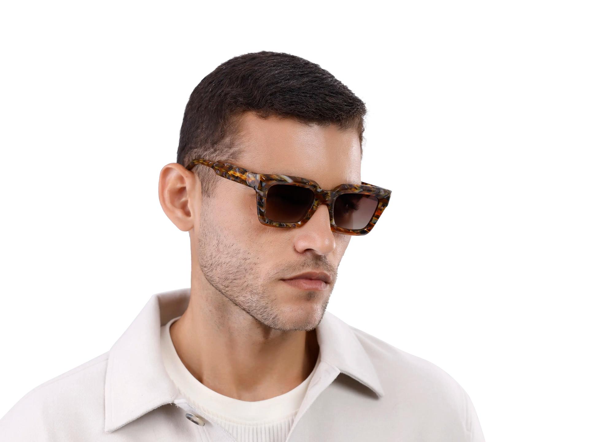 Golden Wren Abstract Frame With Brown Tint Sunglasses-1