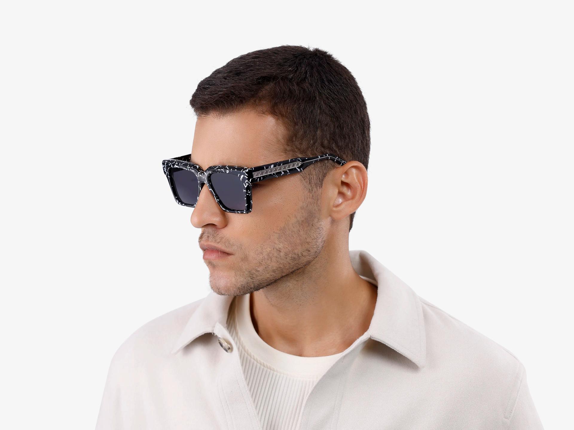 Black Square Designer Sunglasses With Grey Tint-1