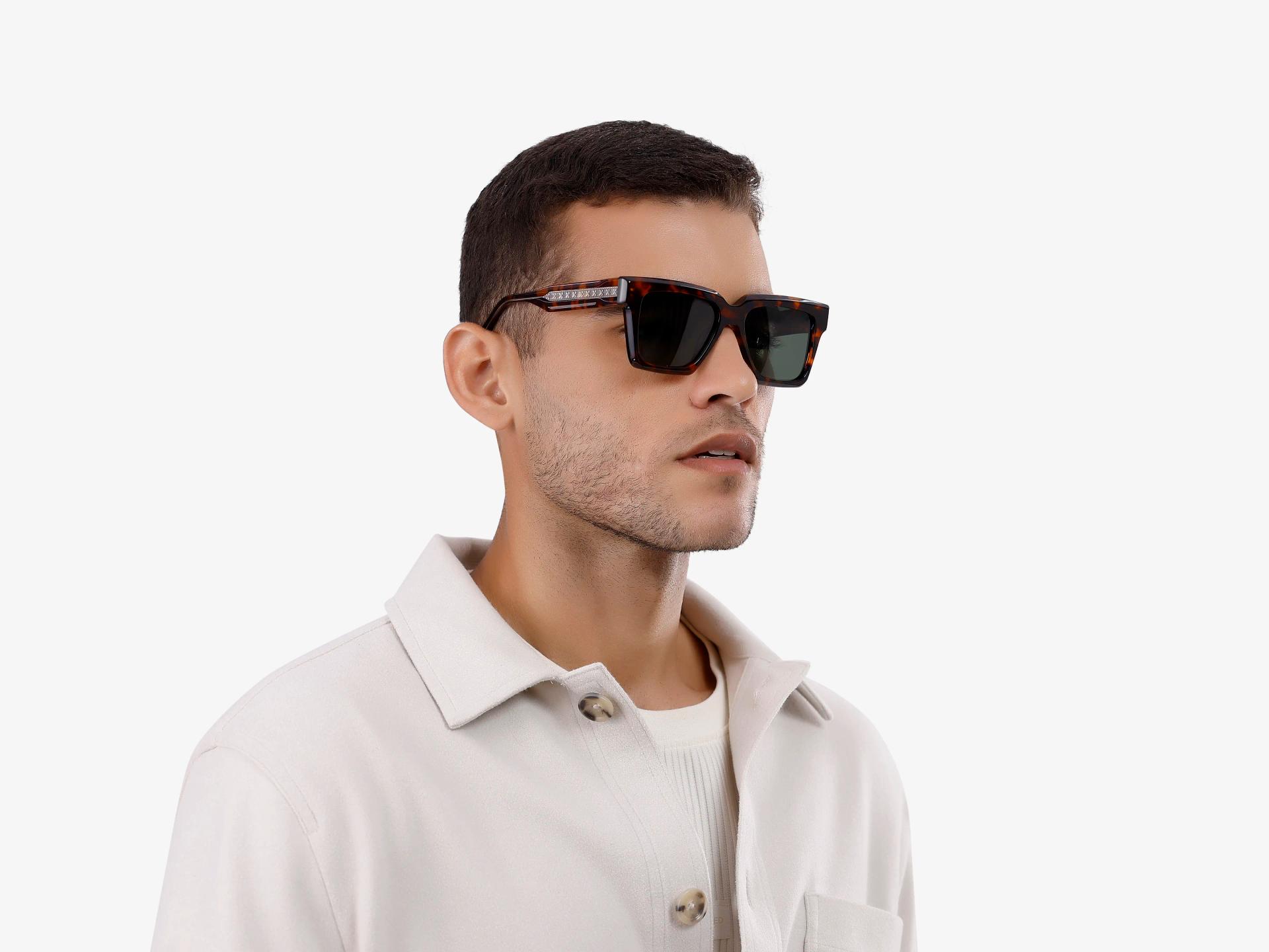 Tortoise Shell Sunglasses With Green Lenses-1