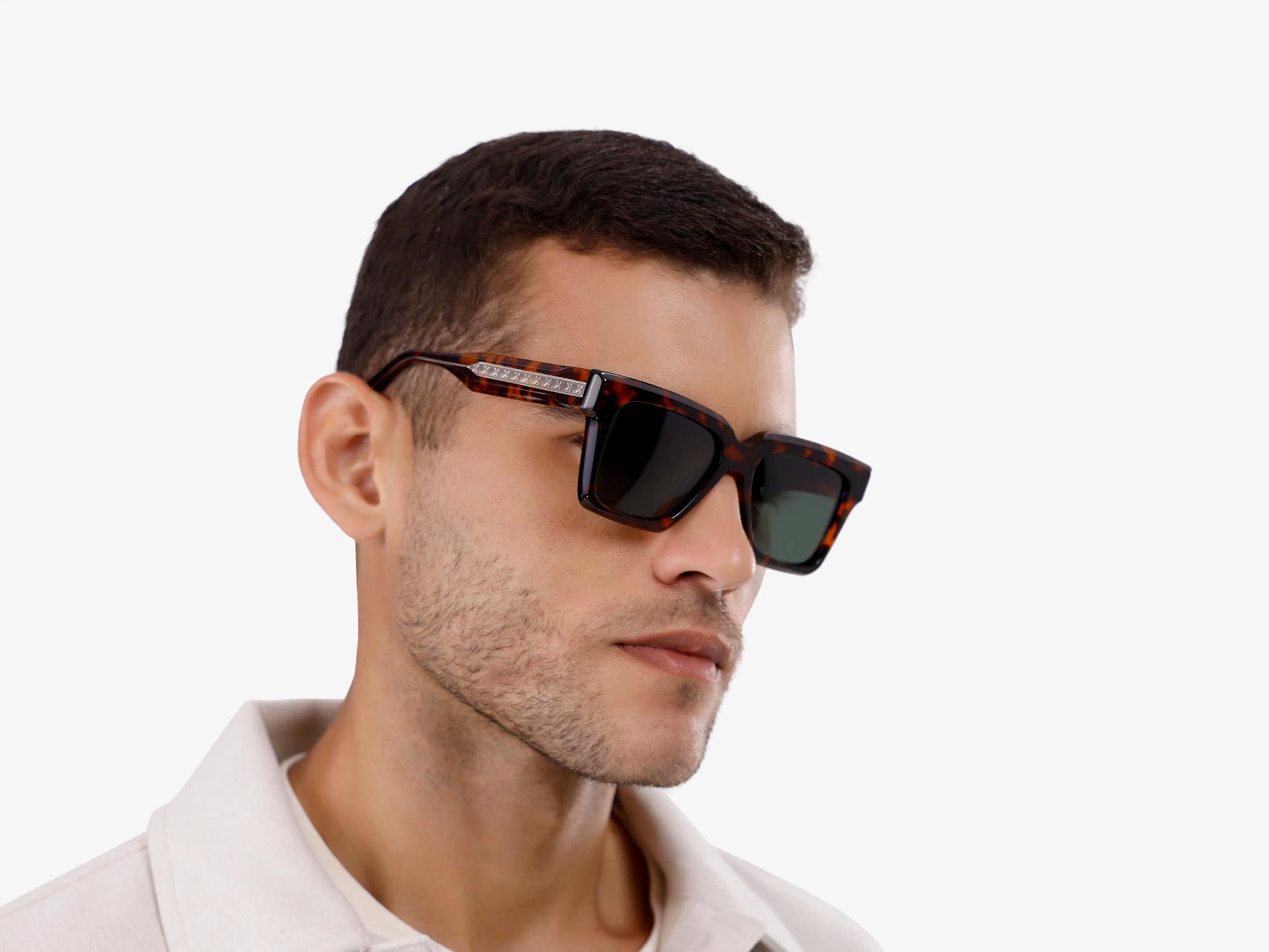 Tortoise Shell Sunglasses With Green Lenses-1