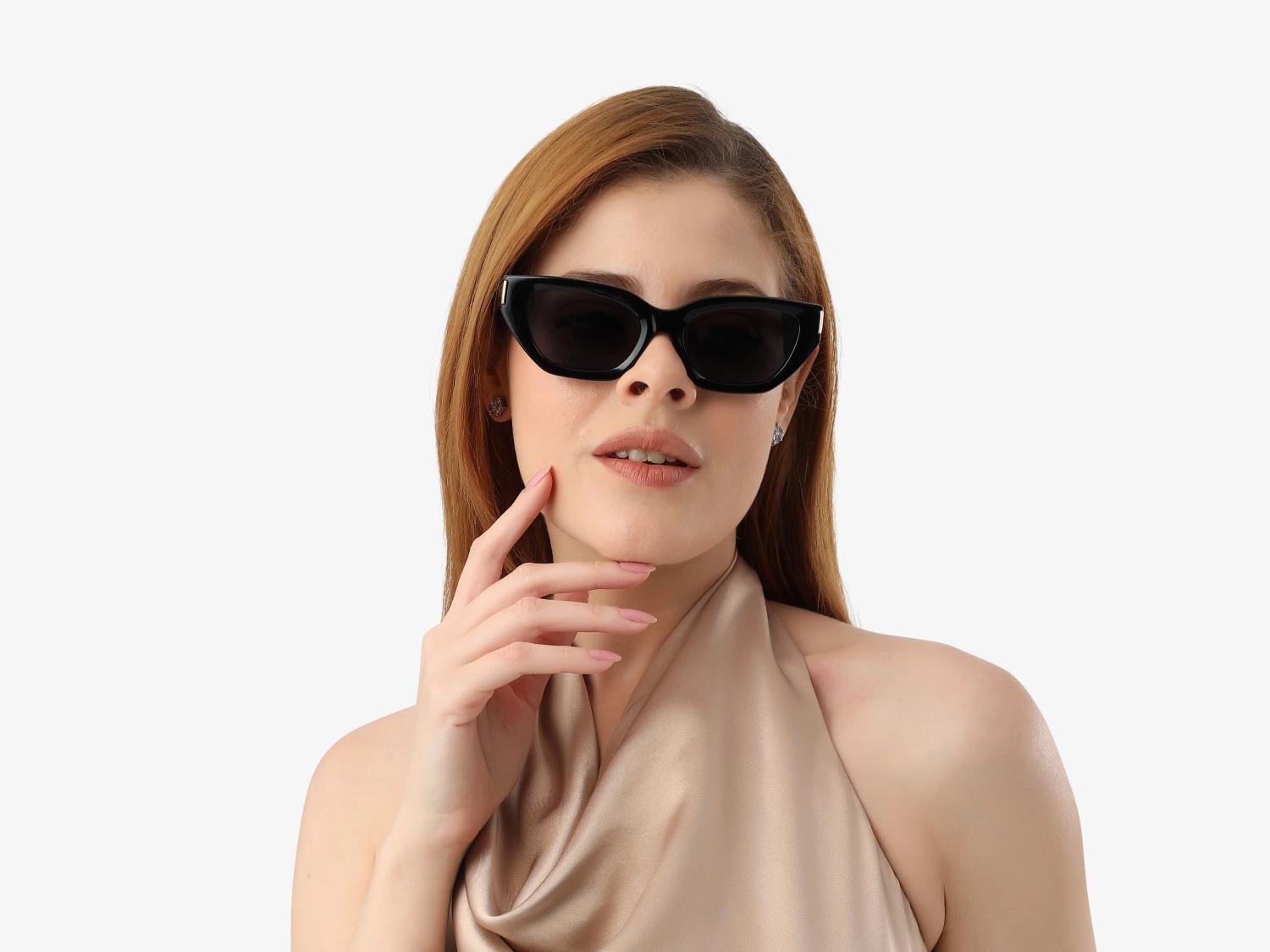 Black Cat-Eye Frame With Dark Grey Tint Sunglasses-1