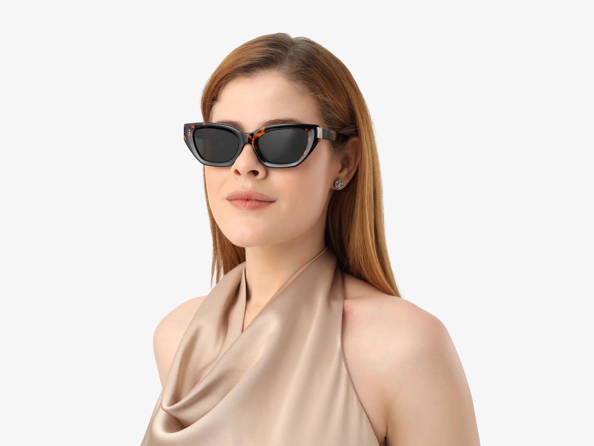 Havana Tortoise Cat-Eye Frame With Grey Tint Sunglasses-1