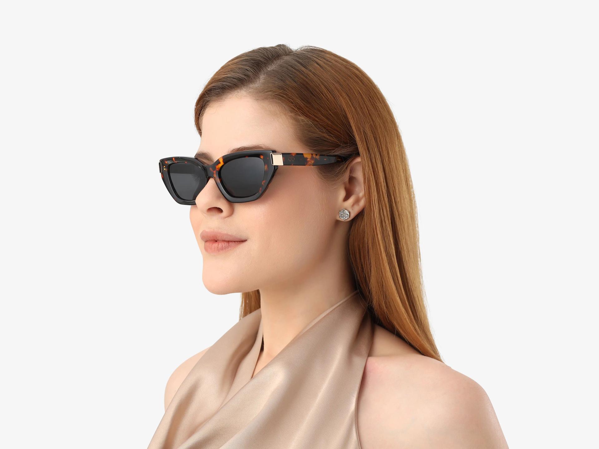 Havana Tortoise Cat-Eye Frame With Grey Tint Sunglasses-1