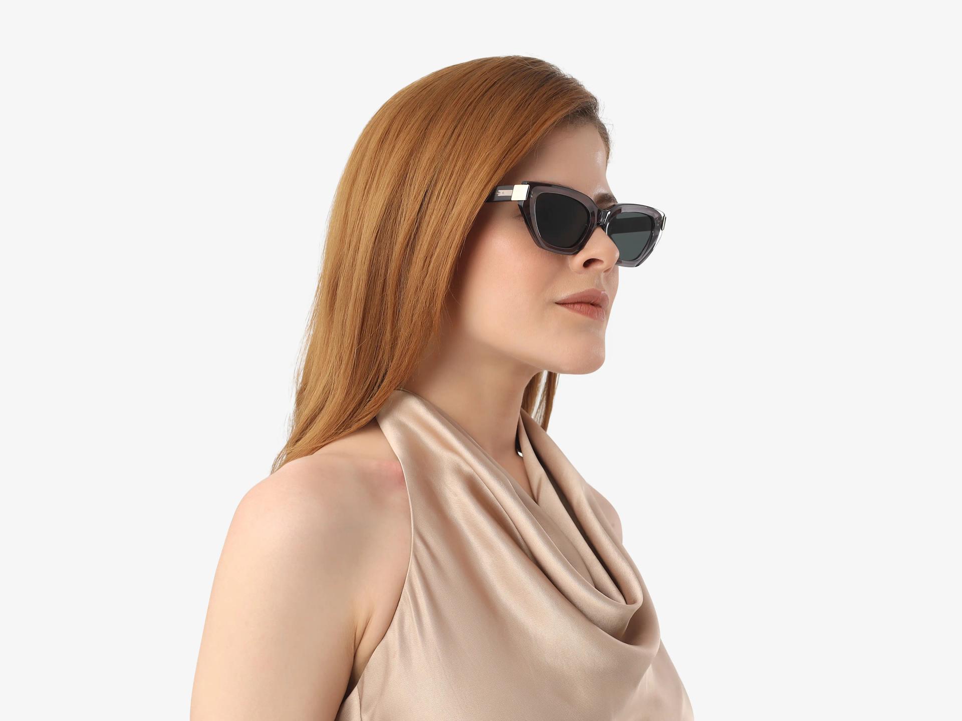 Crystal Grey Cat-Eye Frame With Grey Tint Sunglasses-1